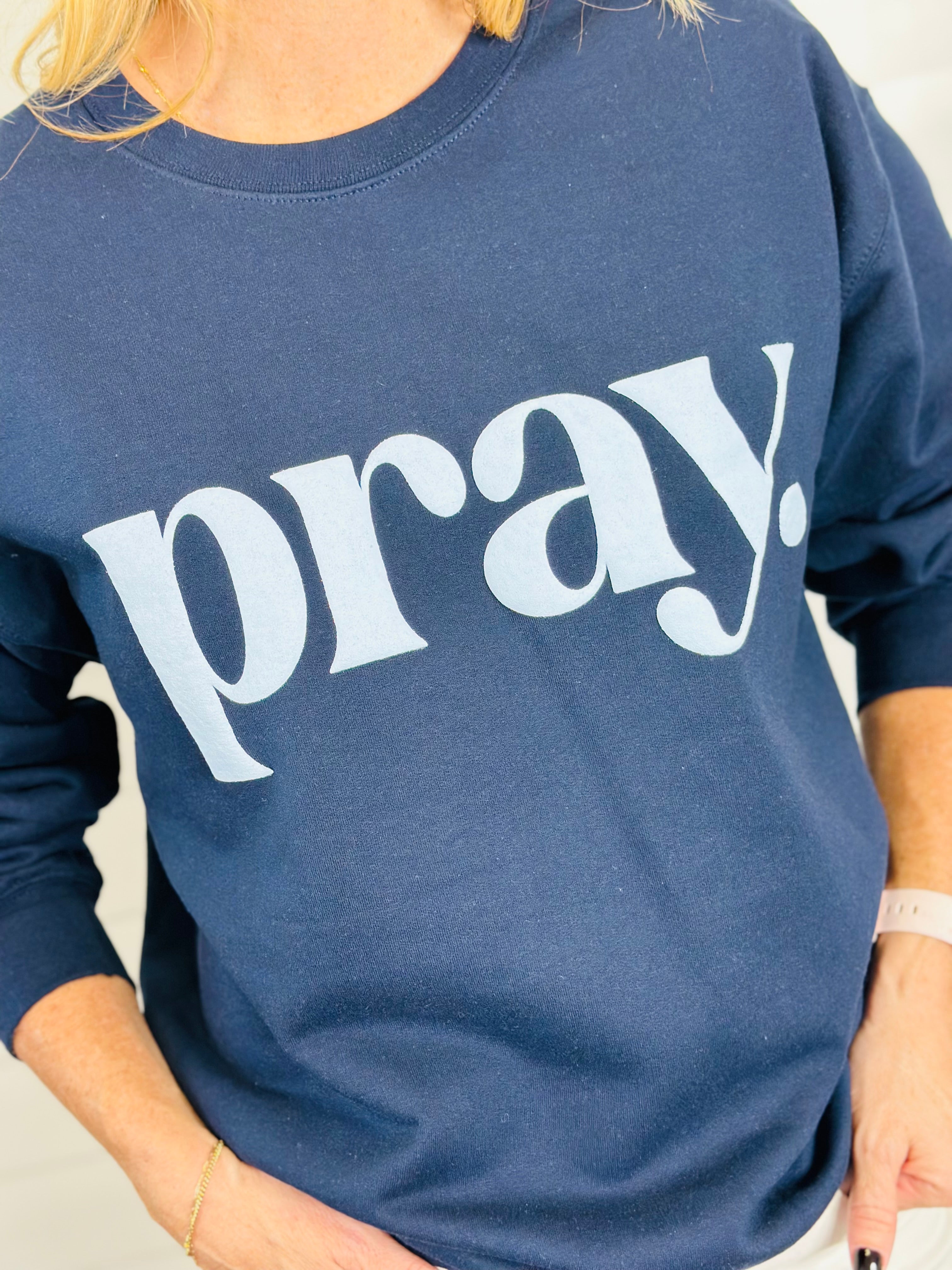 PRAY PUFFY SWEATSHIRT-NAVY