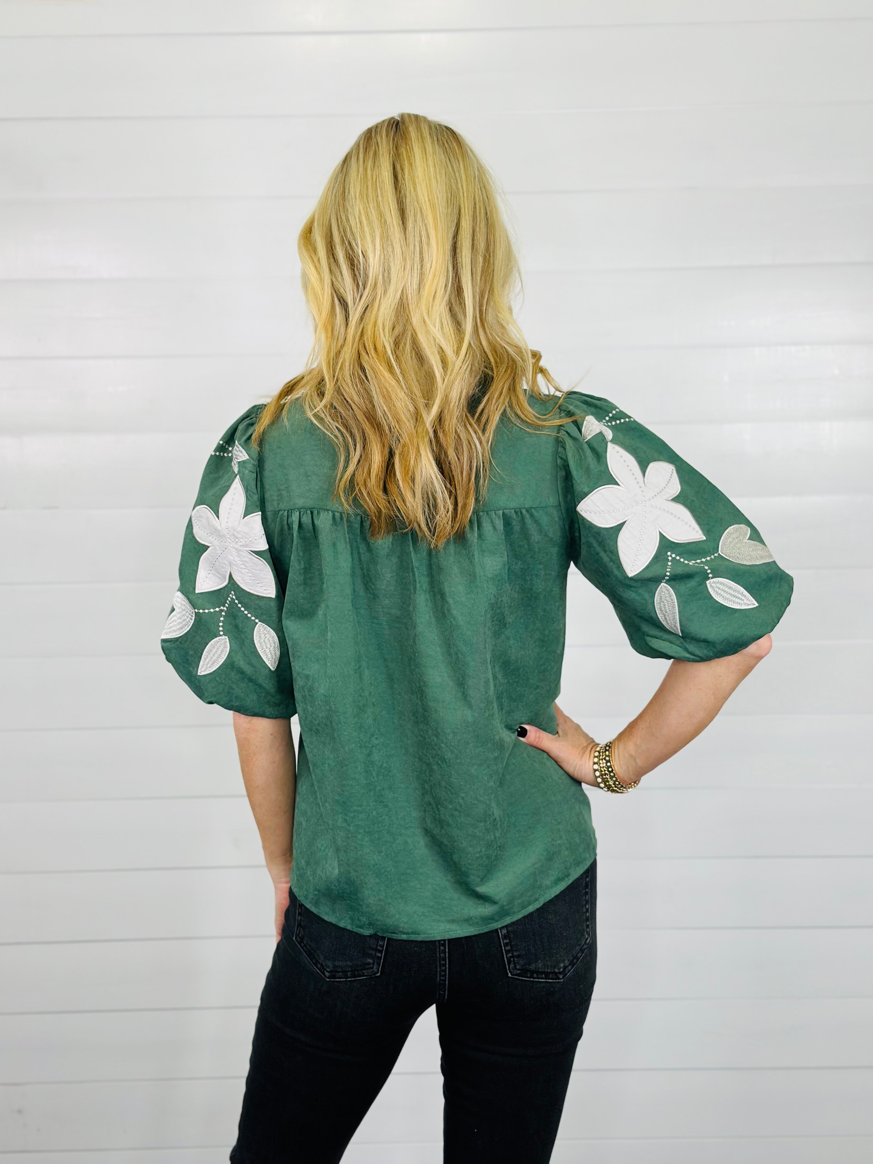 ODESSA BLOOMS TOP-H. GREEN