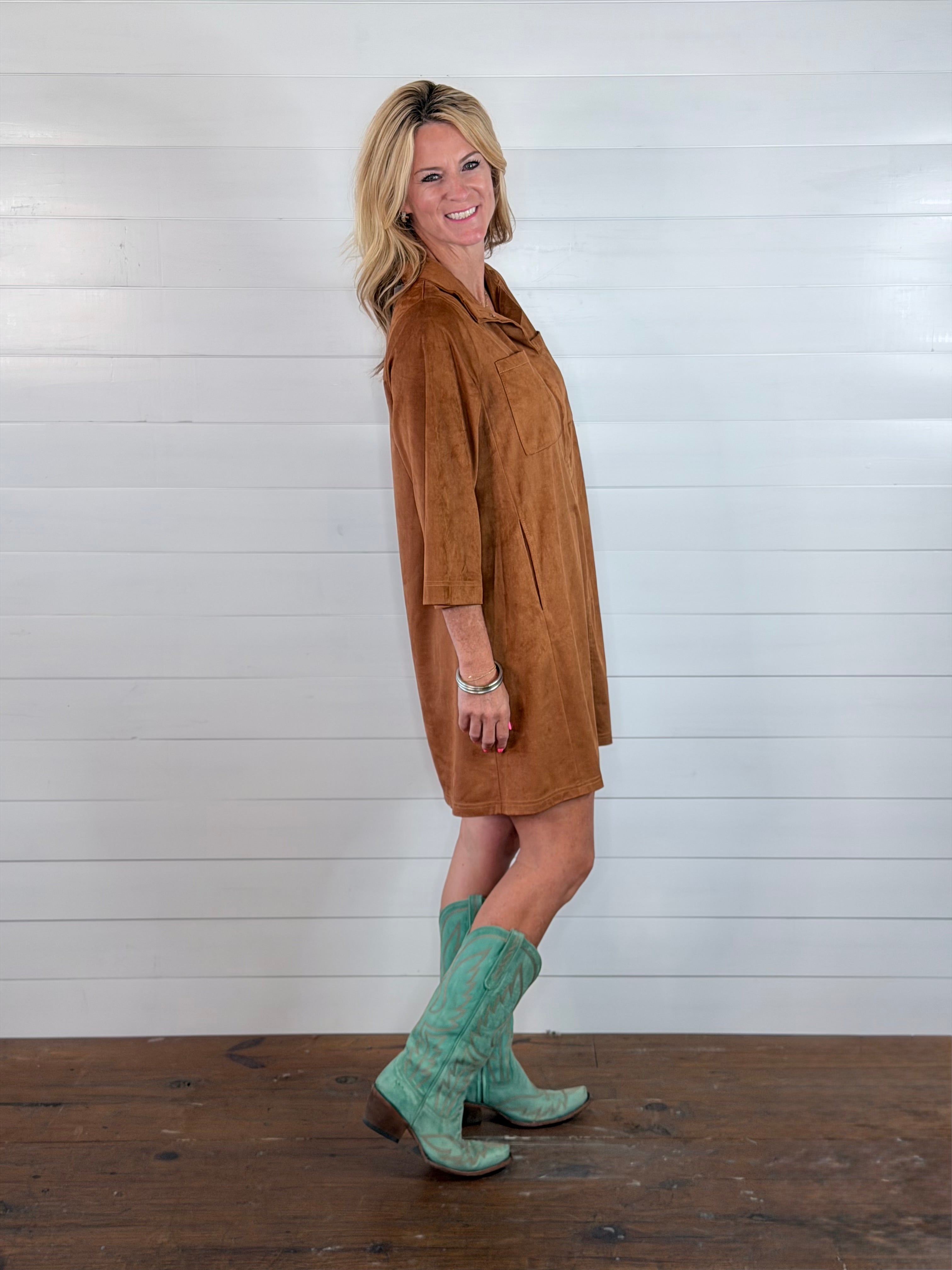 SUEDE SWING DRESS