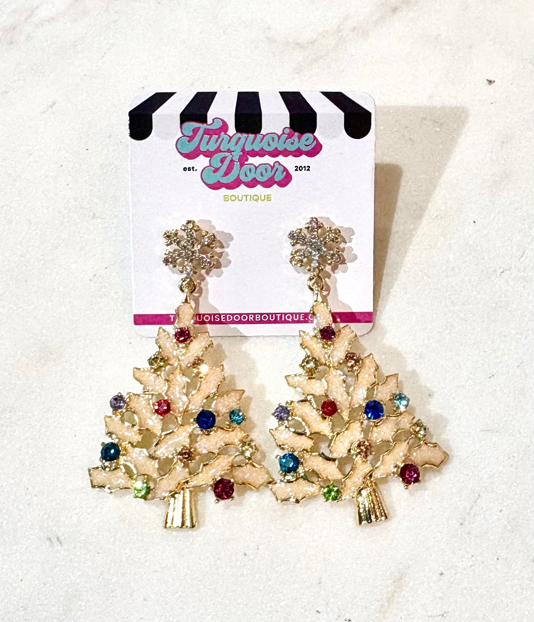 DAZZLING TREE EARRINGS-GOLD/MULTI