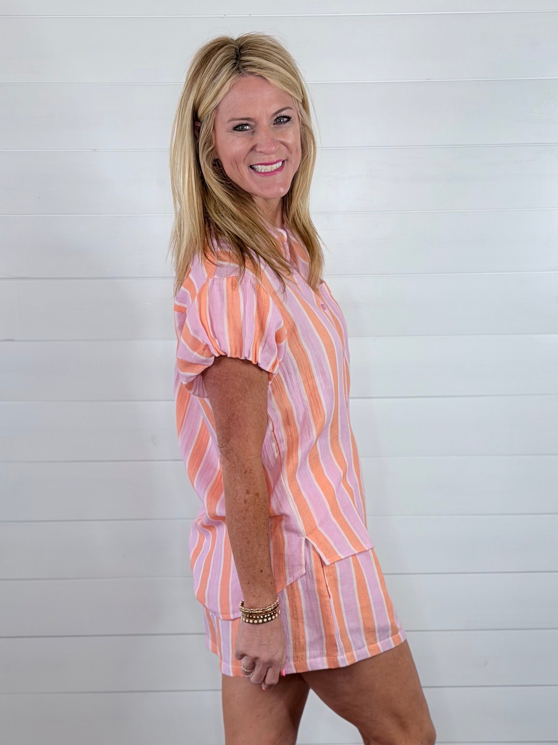 STRIPED GAUZE CAMP SHIRT