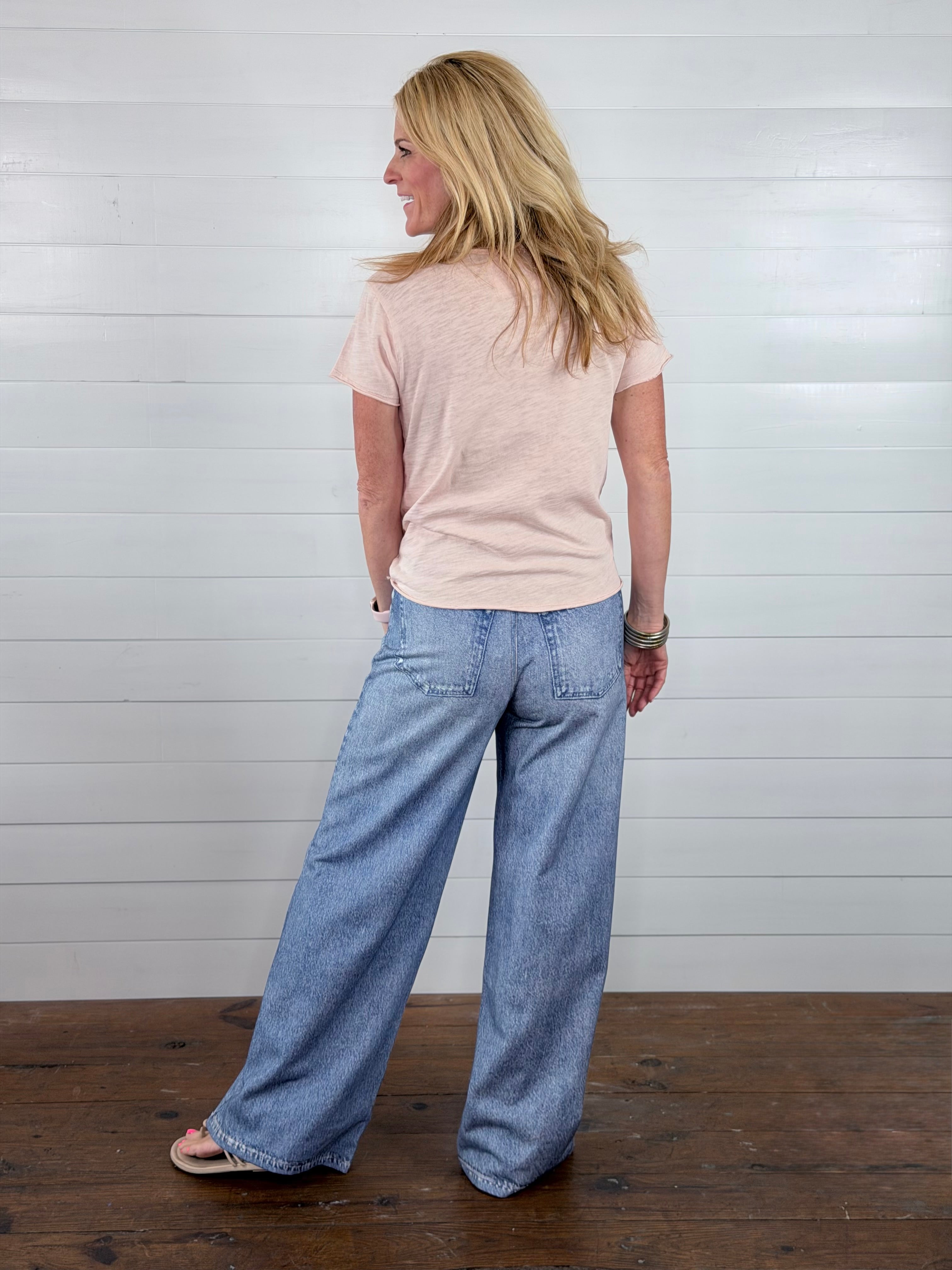 FANCY FAUX DENIM PANTS