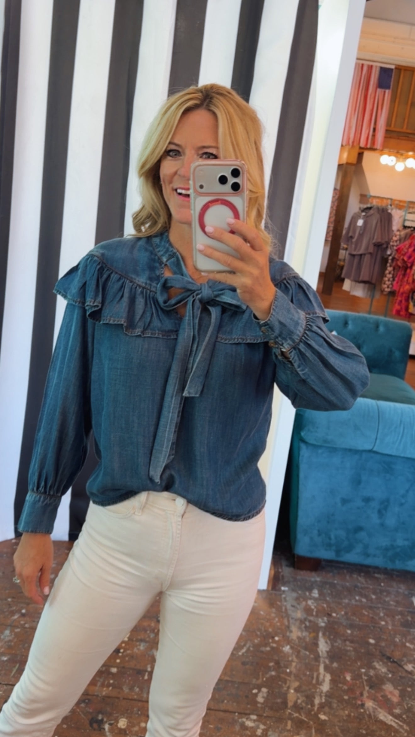 DENIM BOW TOP