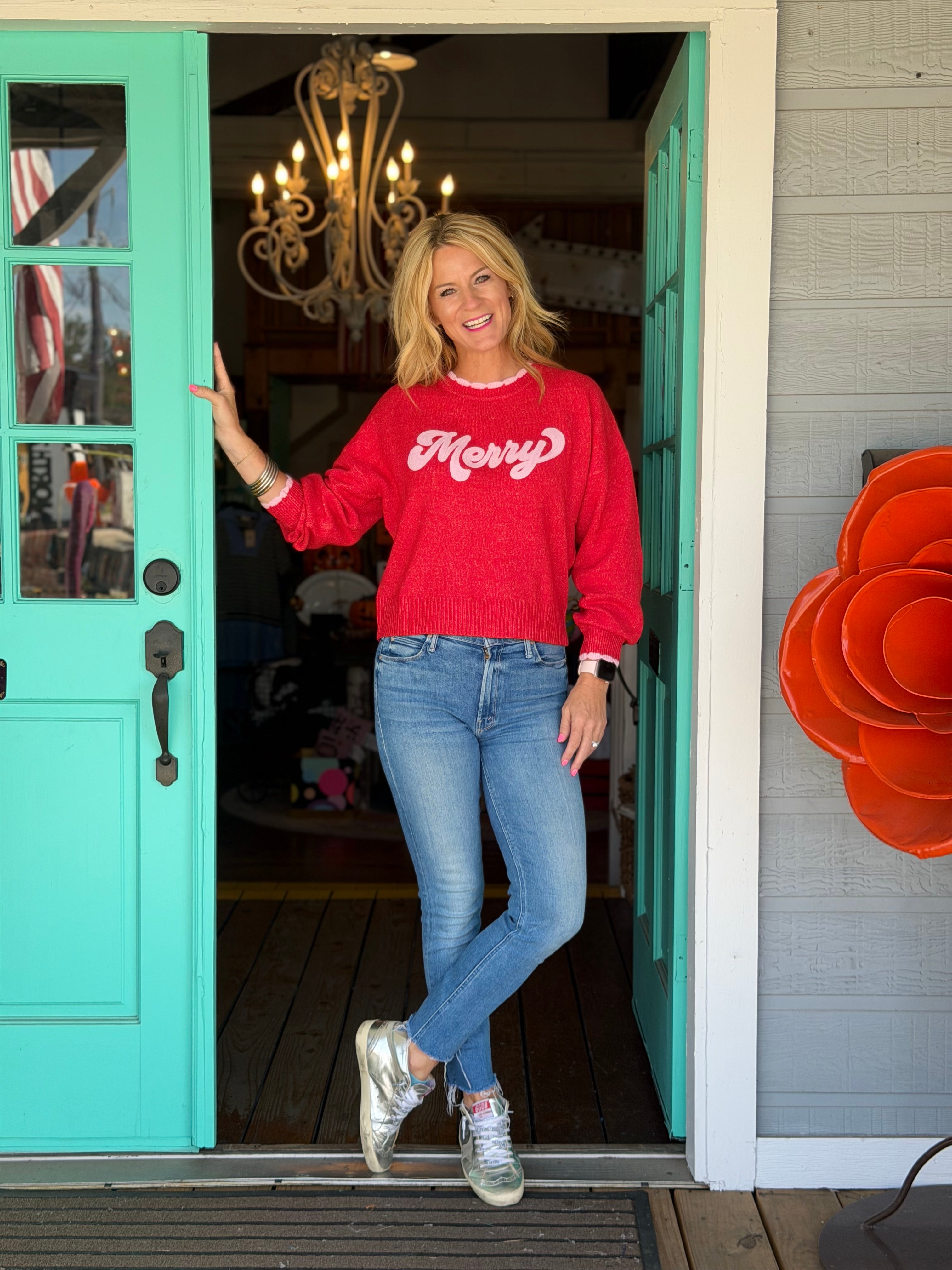 MERRY SCALLOPED TRIM SWEATER