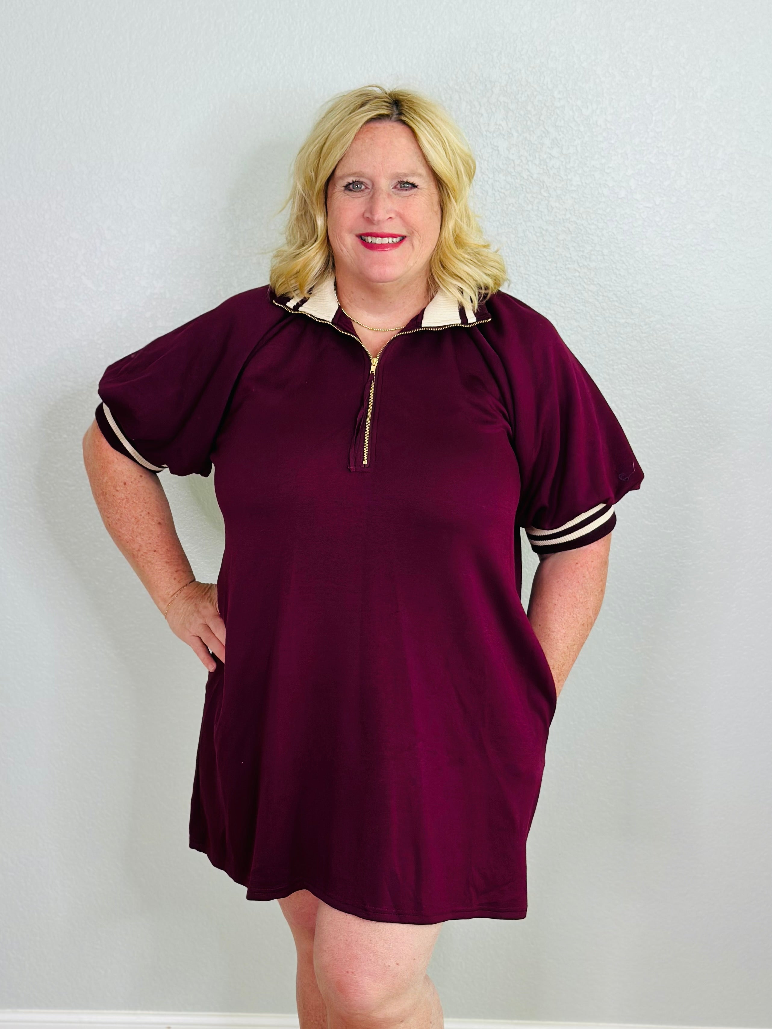 EVERYDAY CHIC DRESS-BURGUNDY-PLUS