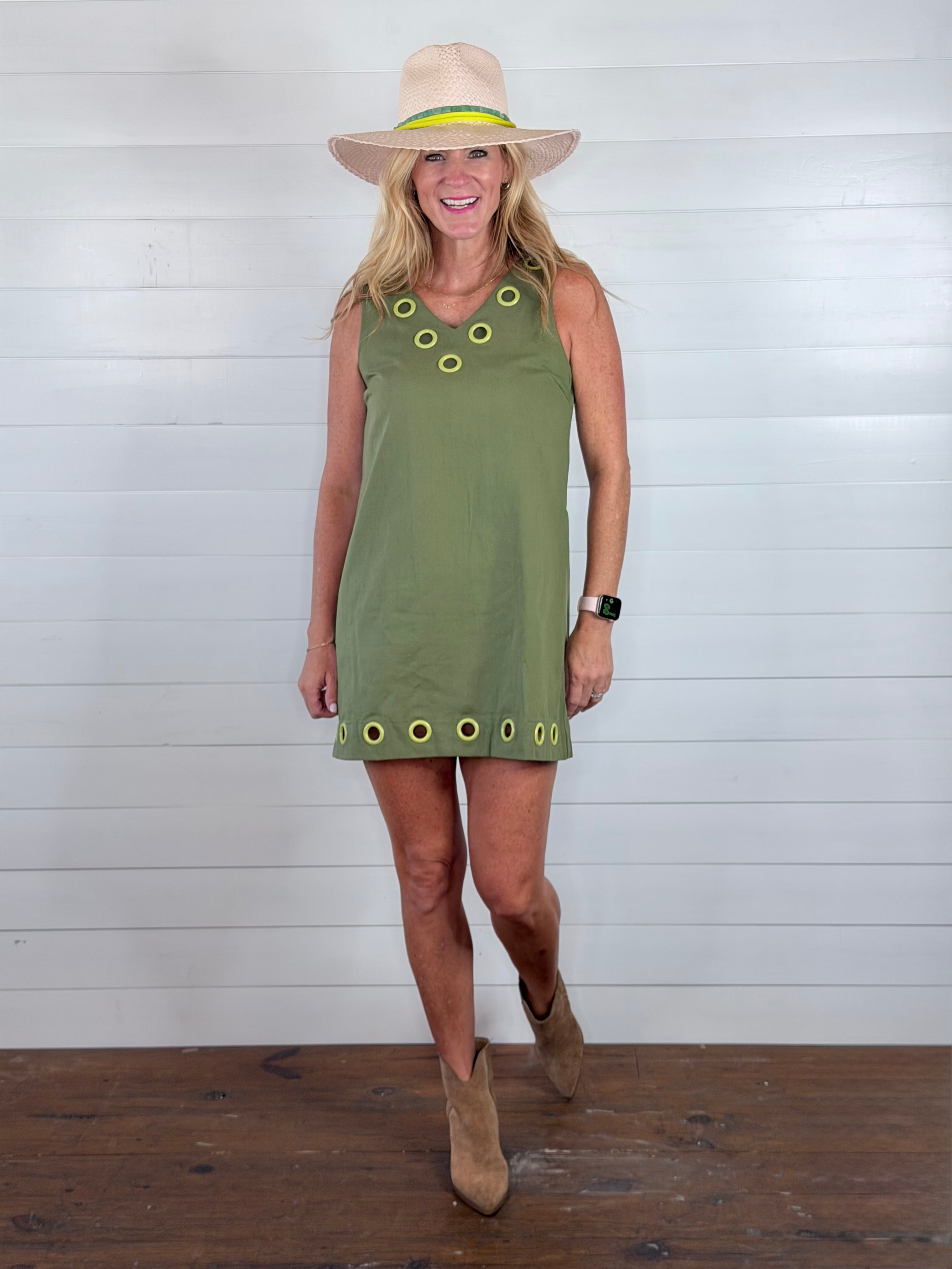 OLIVE GROMMIT DRESS