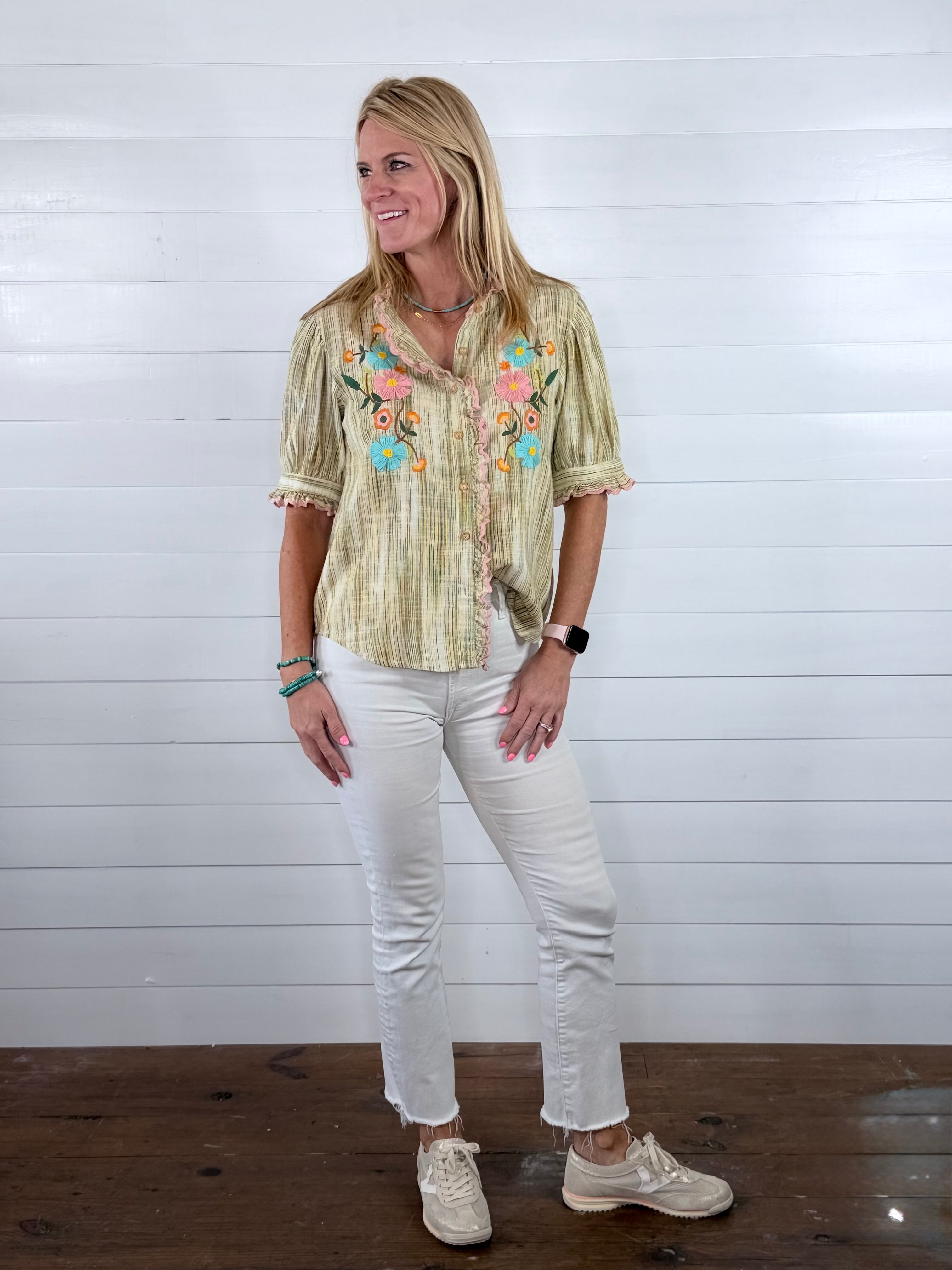 RIBBON EMBROIDERED BLOUSE
