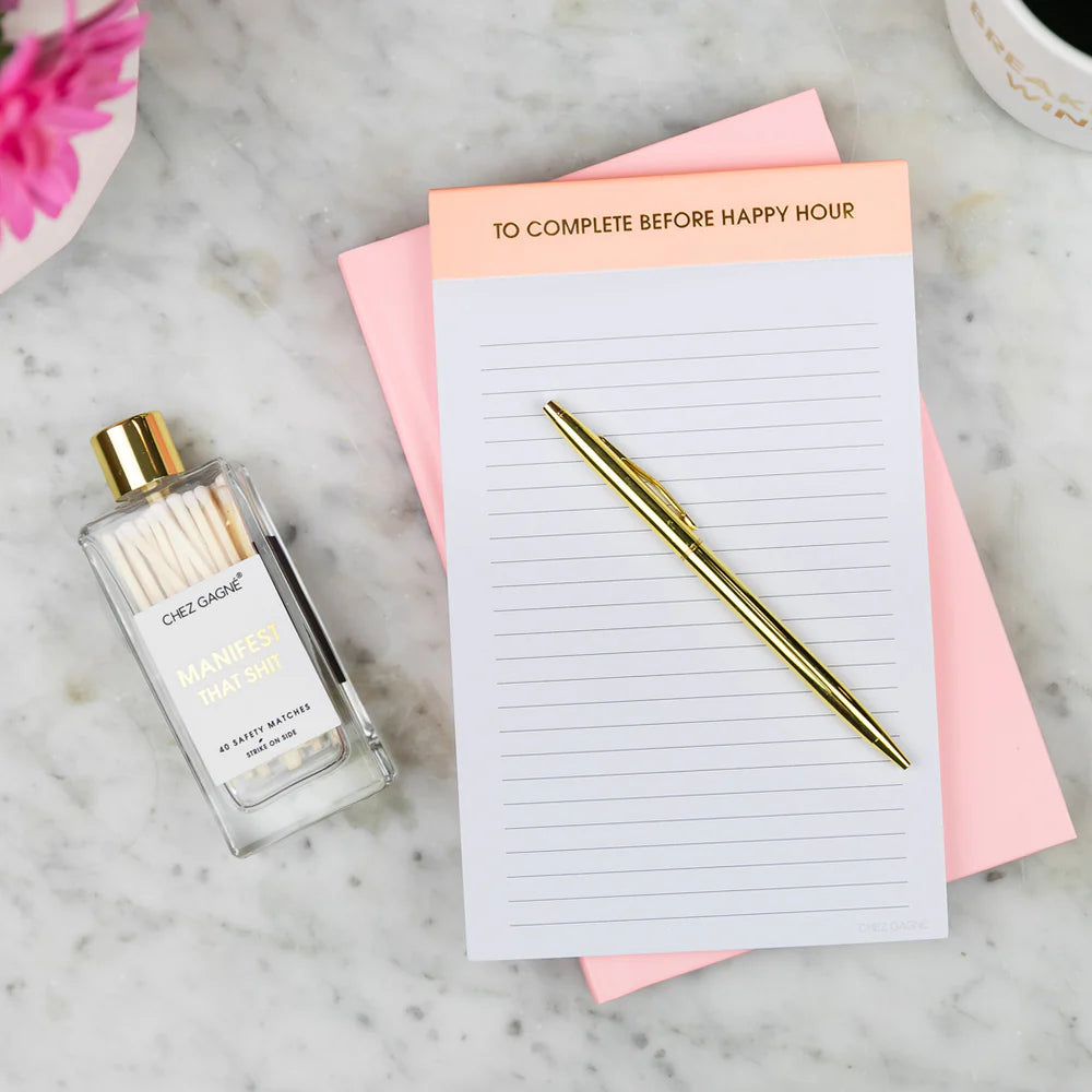 TO COMPLETE BEFORE HAPPY HOUR NOTEPAD