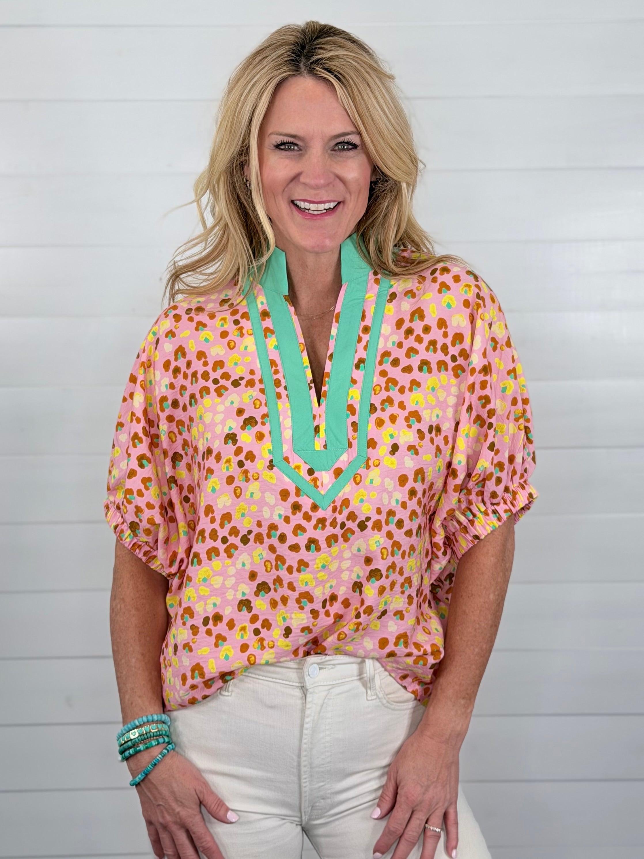 WILD ABOUT SPRING TOP-BLUSH