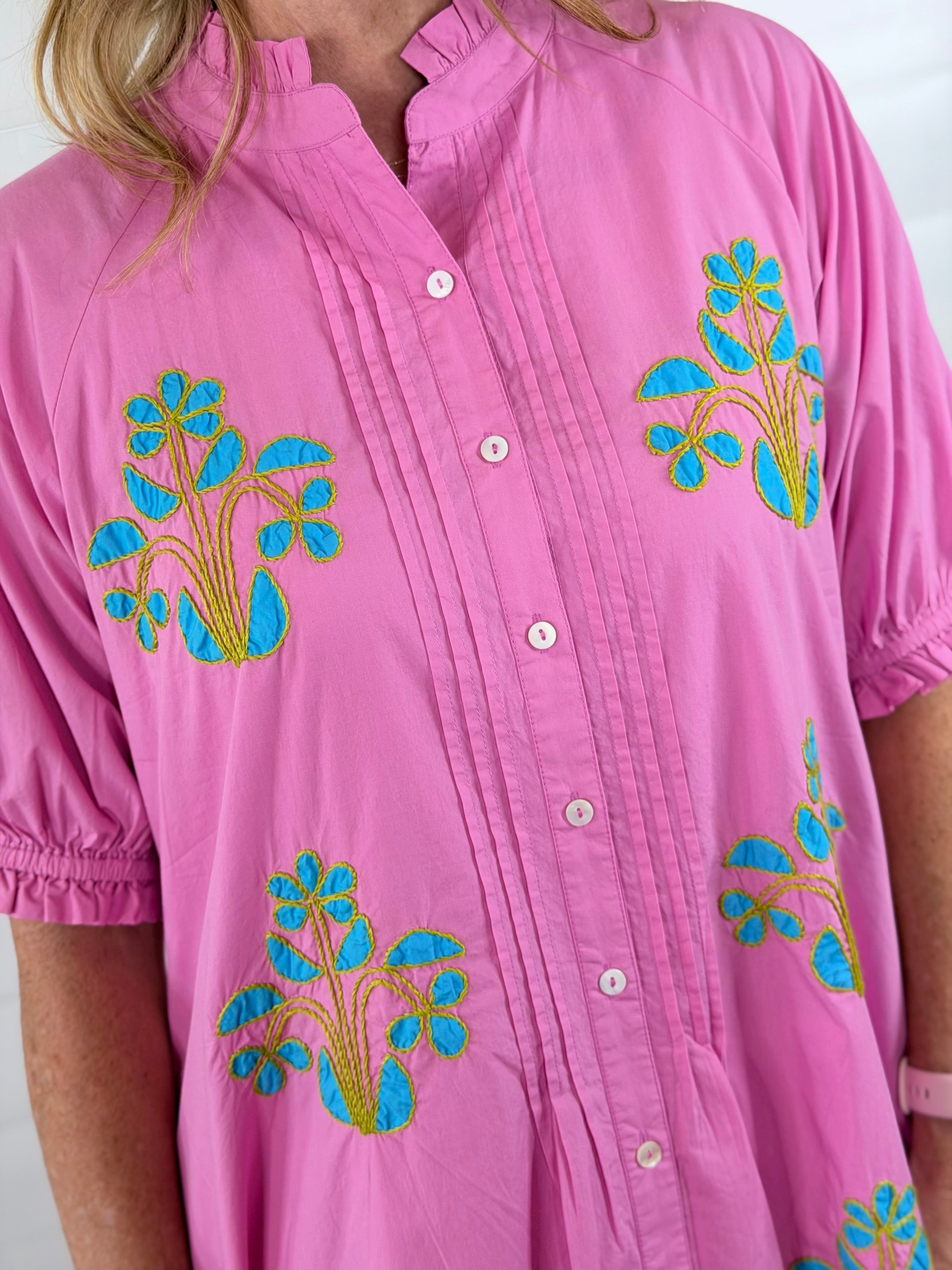 BLOCKED EMBROIDERY DRESS