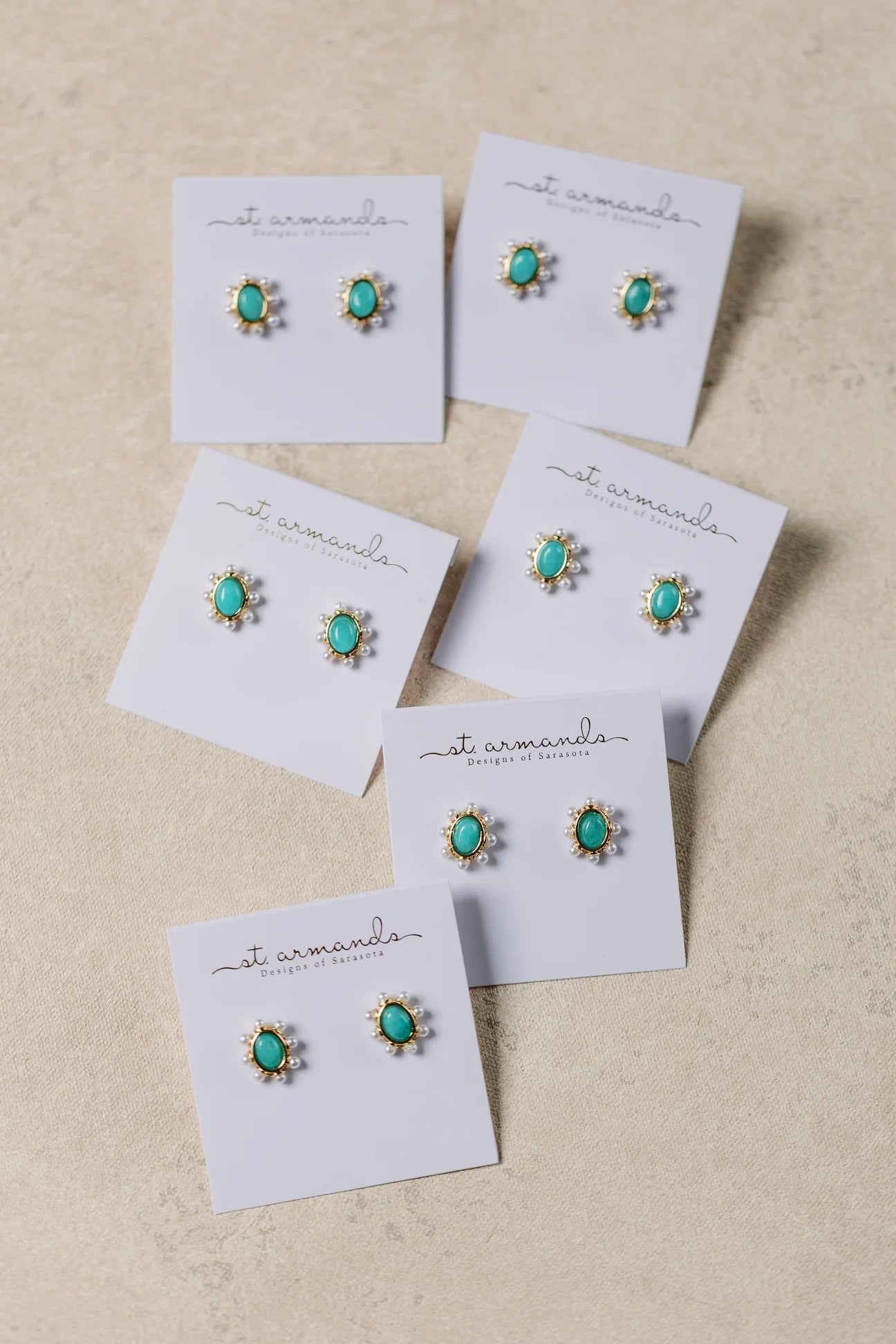 TURQUOISE & PEARL OVAL STUD