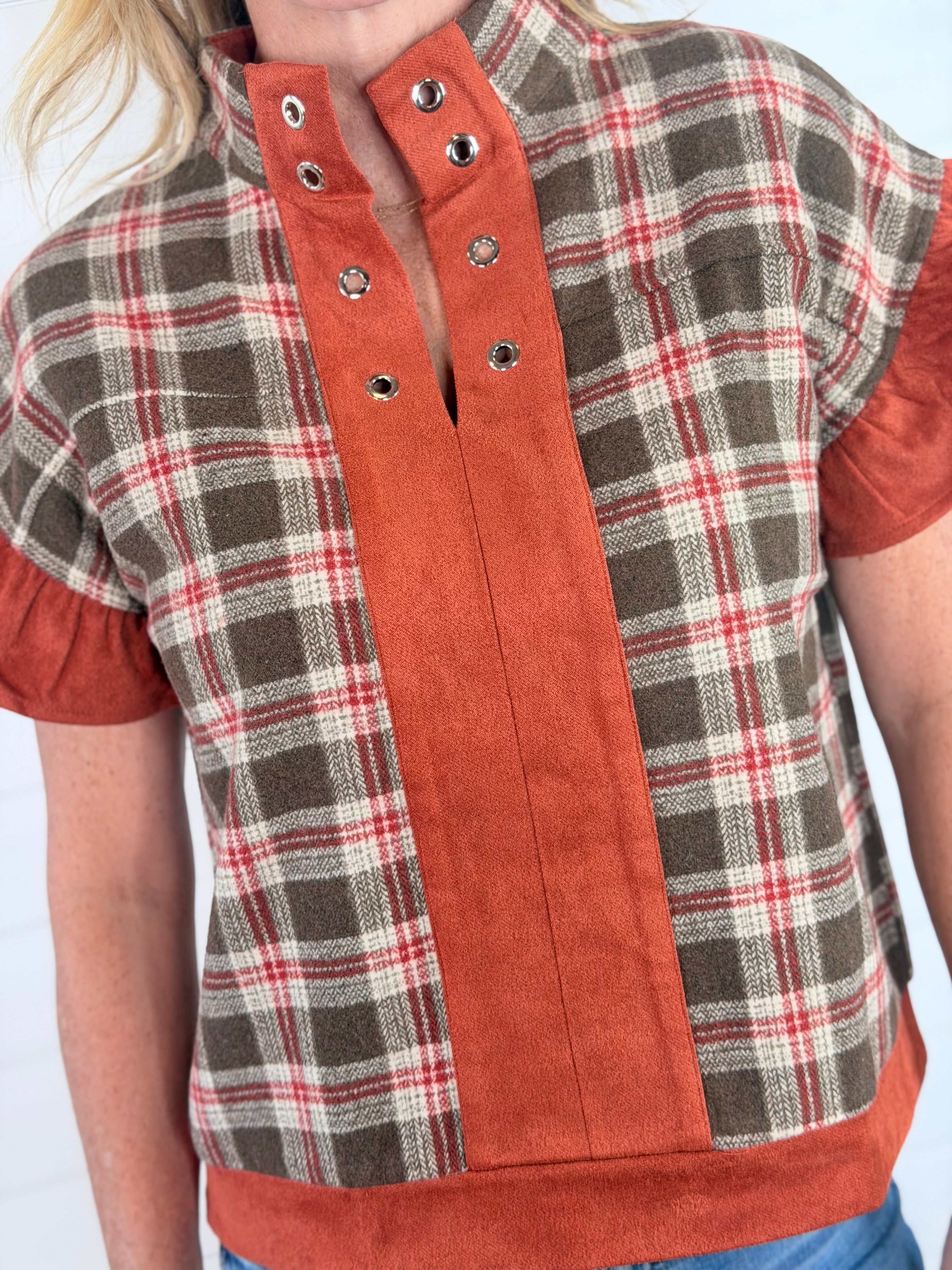 PERI PLAID TOP-RUST