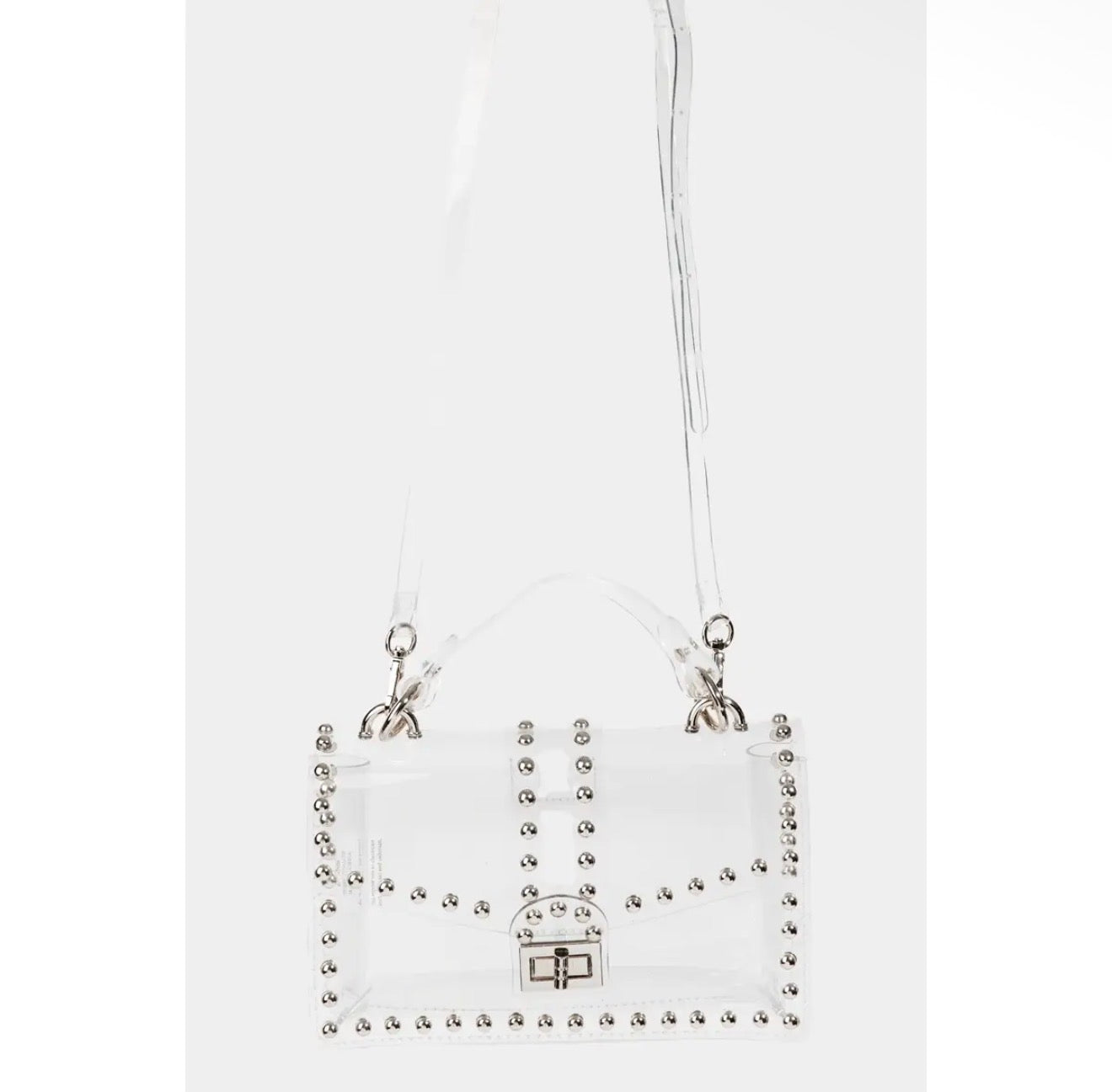 SILVER STUDDED CLEAR PURSE