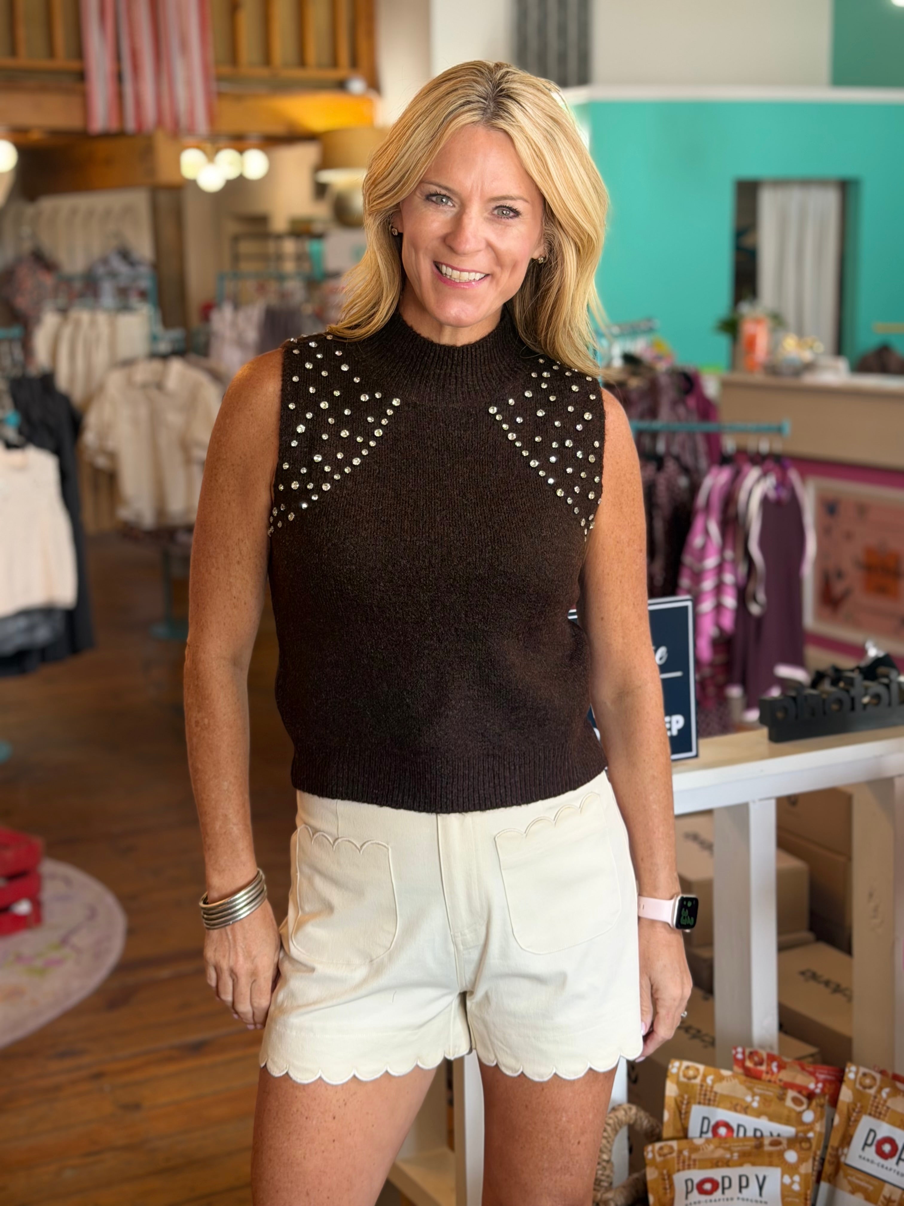 GLAM GIRL SWEATER-BROWN