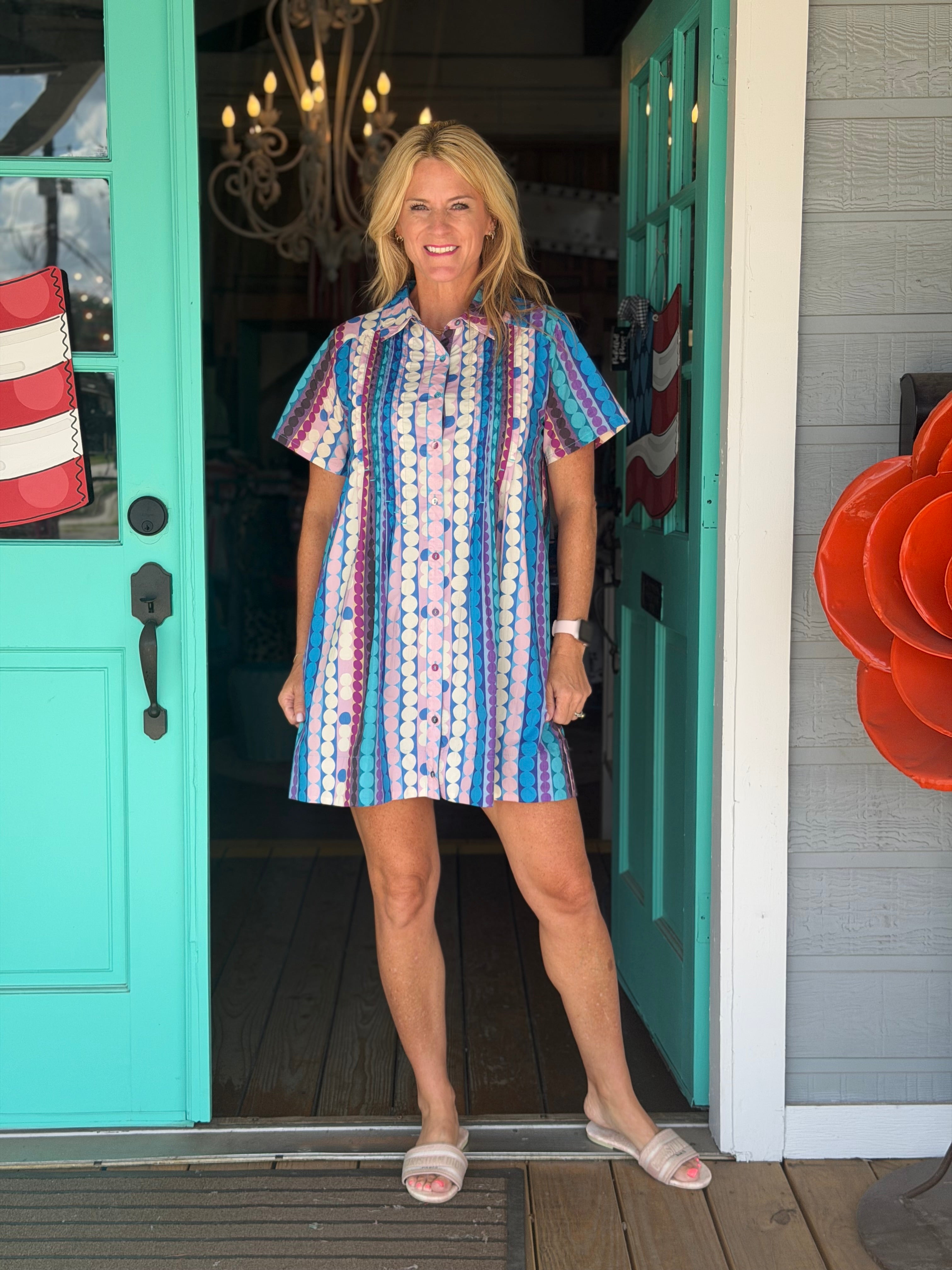 COLORFUL TUXEDO SHIRT DRESS