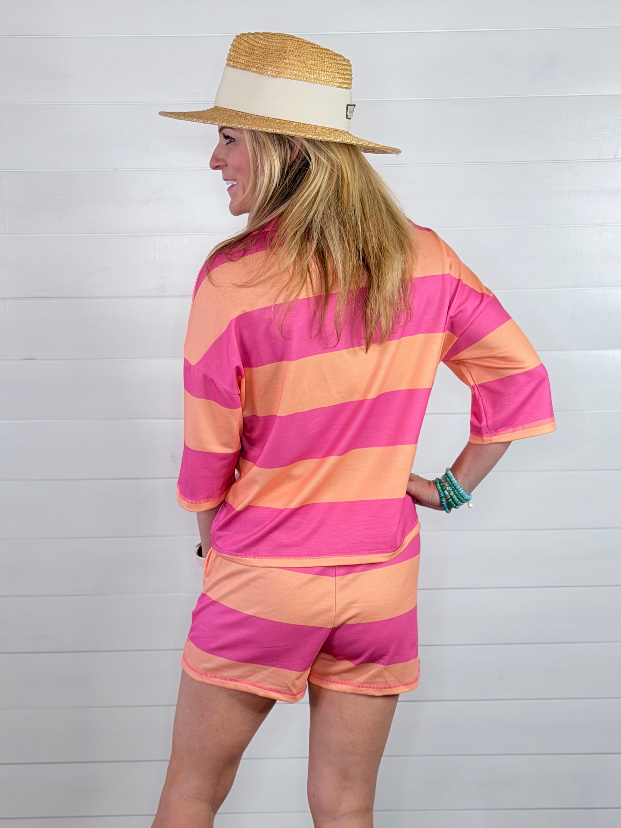 RUGBY STRIPE SET-PINK/ORANGE
