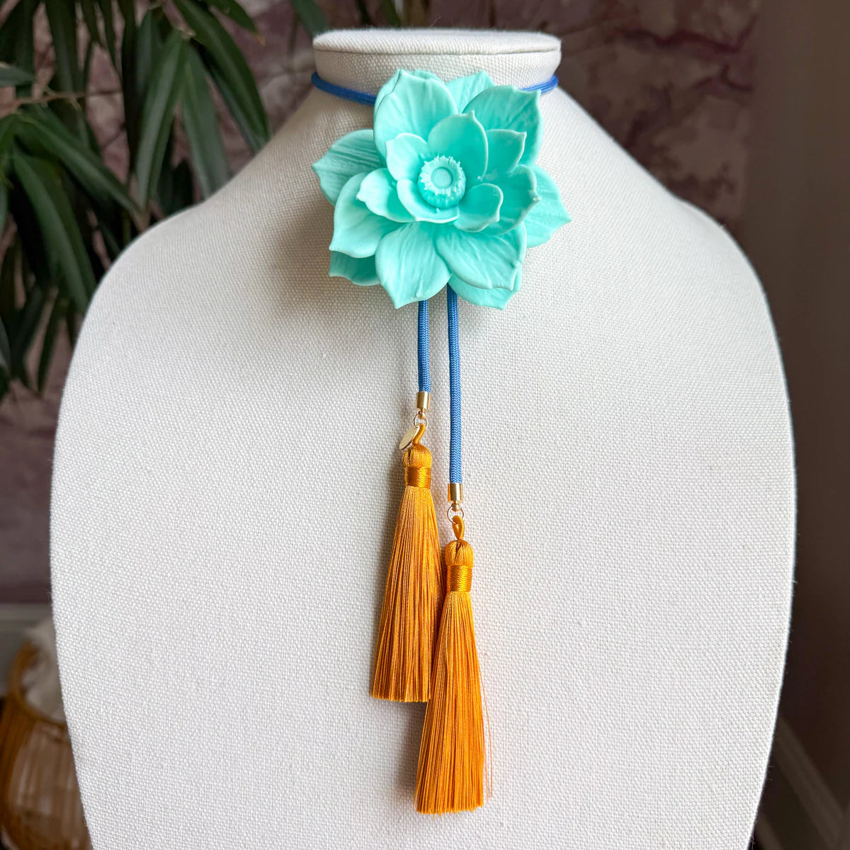 LOTUS FLOWER BOLO-TURQ/BLUE/GOLDEN YELLOW