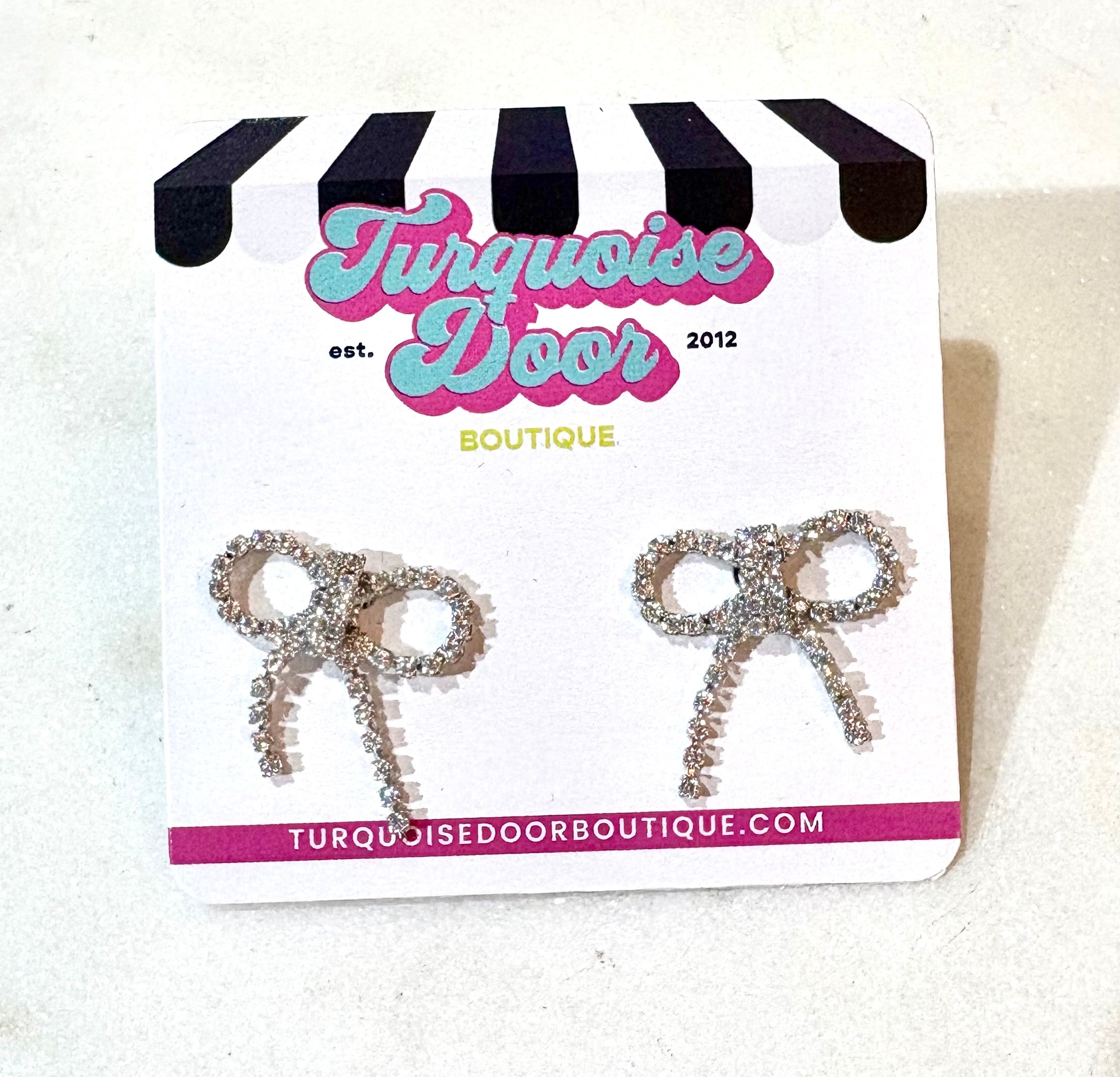TIED BOW EARRINGS-SILVER