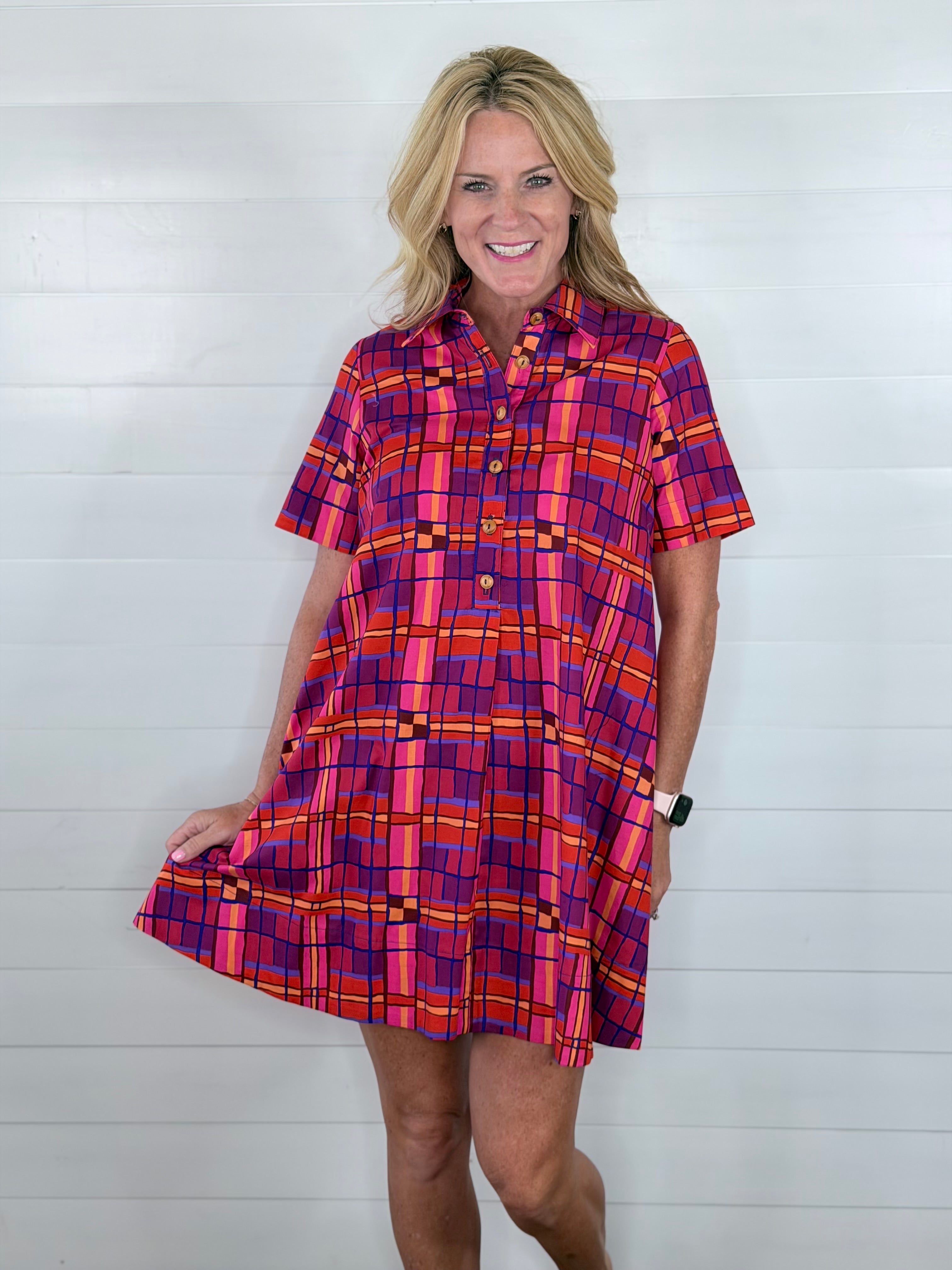 PLAID SHIFT DRESS
