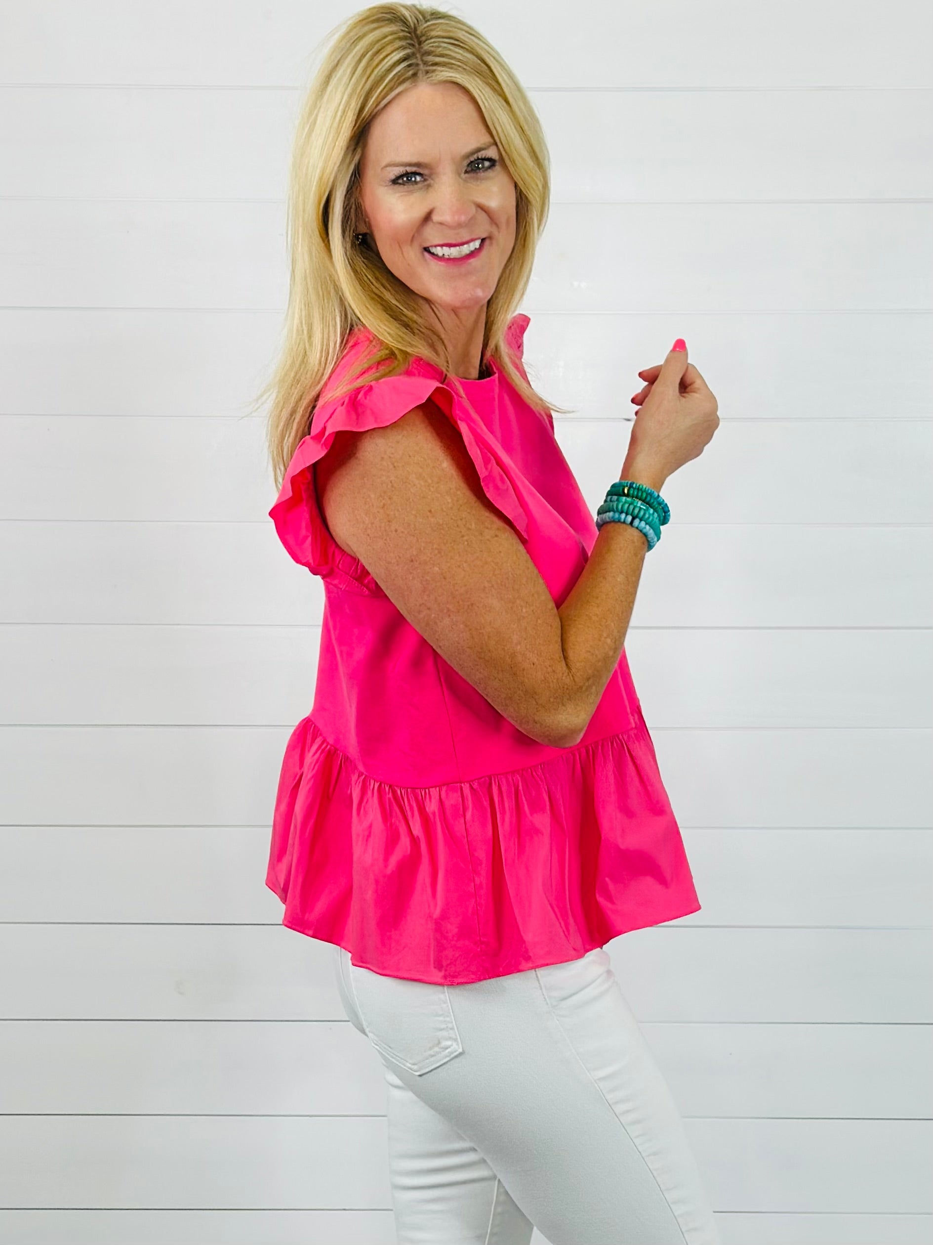 POPLIN KNIT TOP-PINK