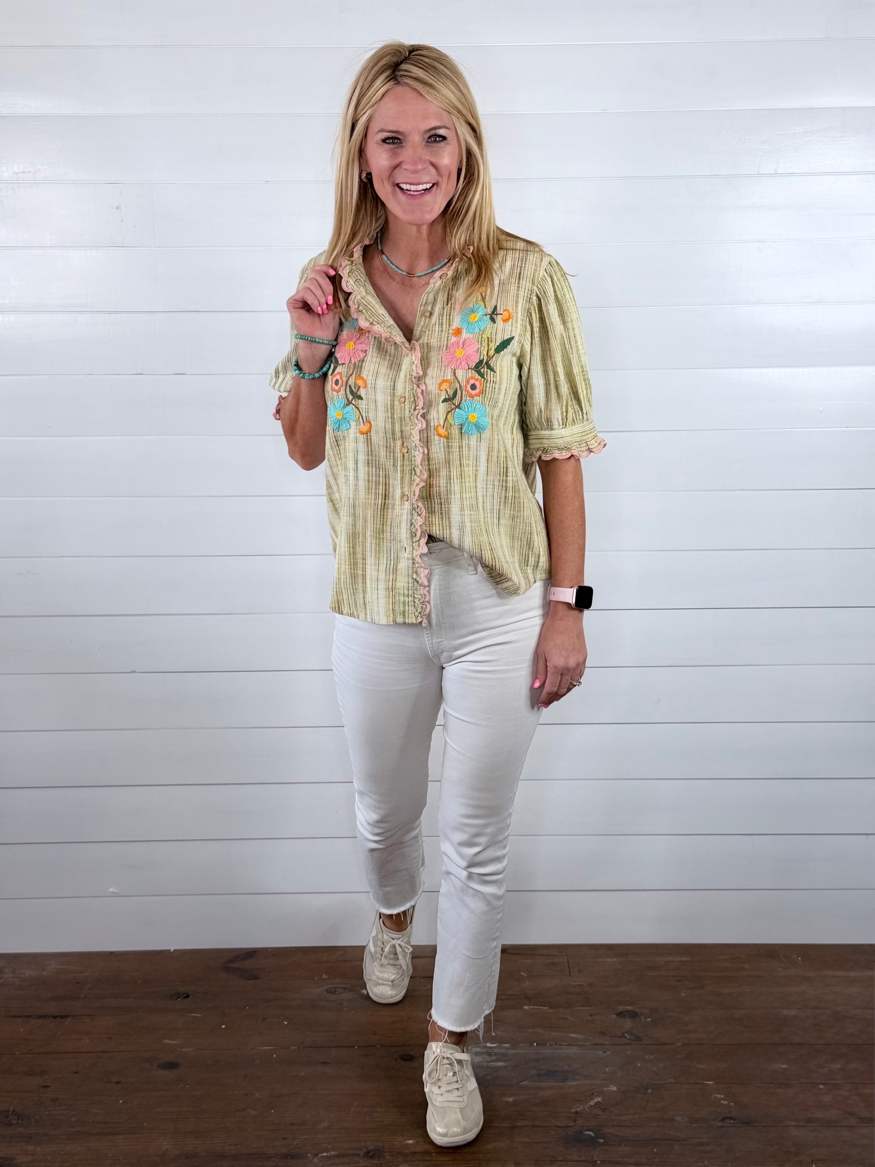 RIBBON EMBROIDERED BLOUSE
