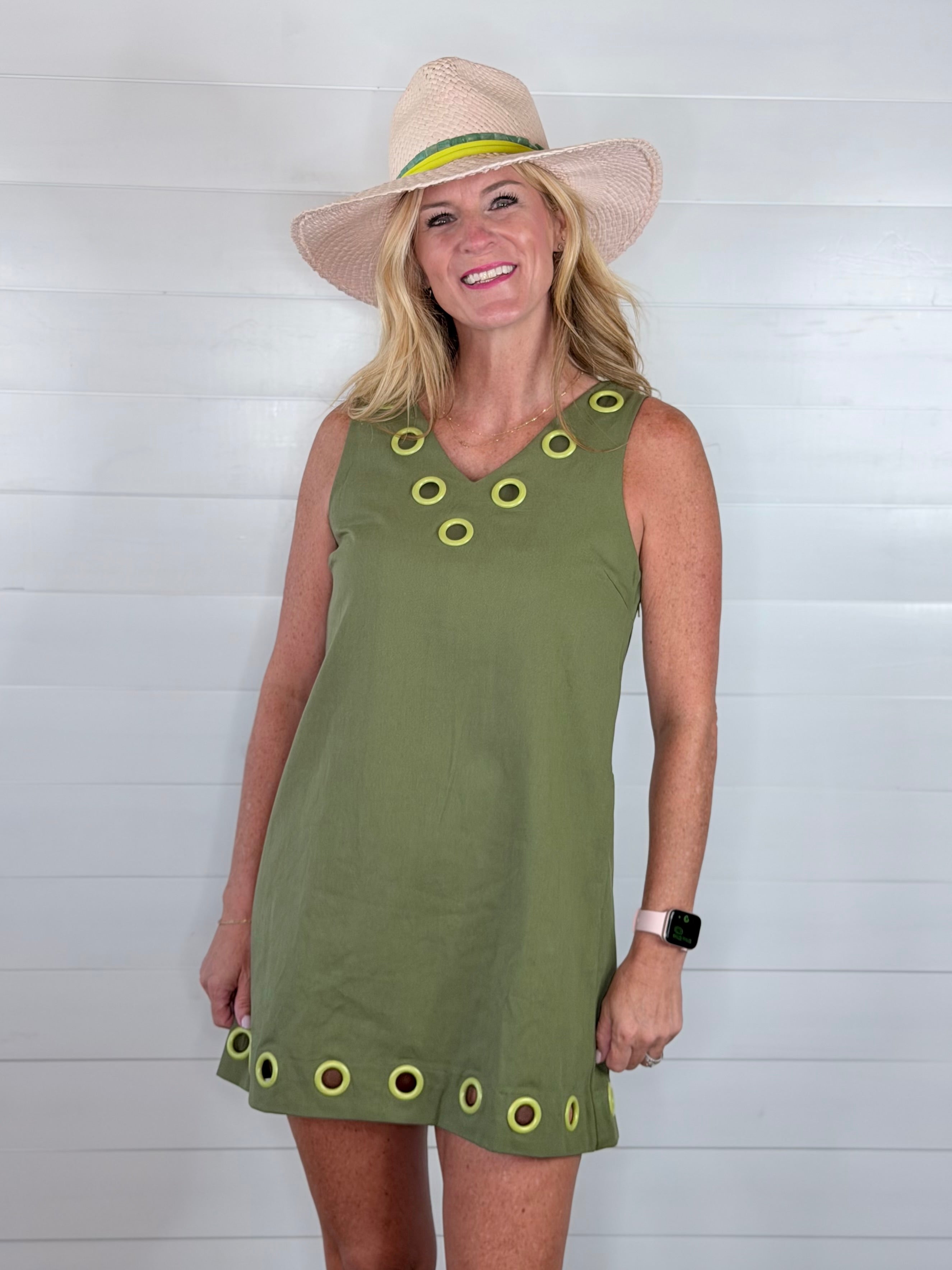 OLIVE GROMMIT DRESS