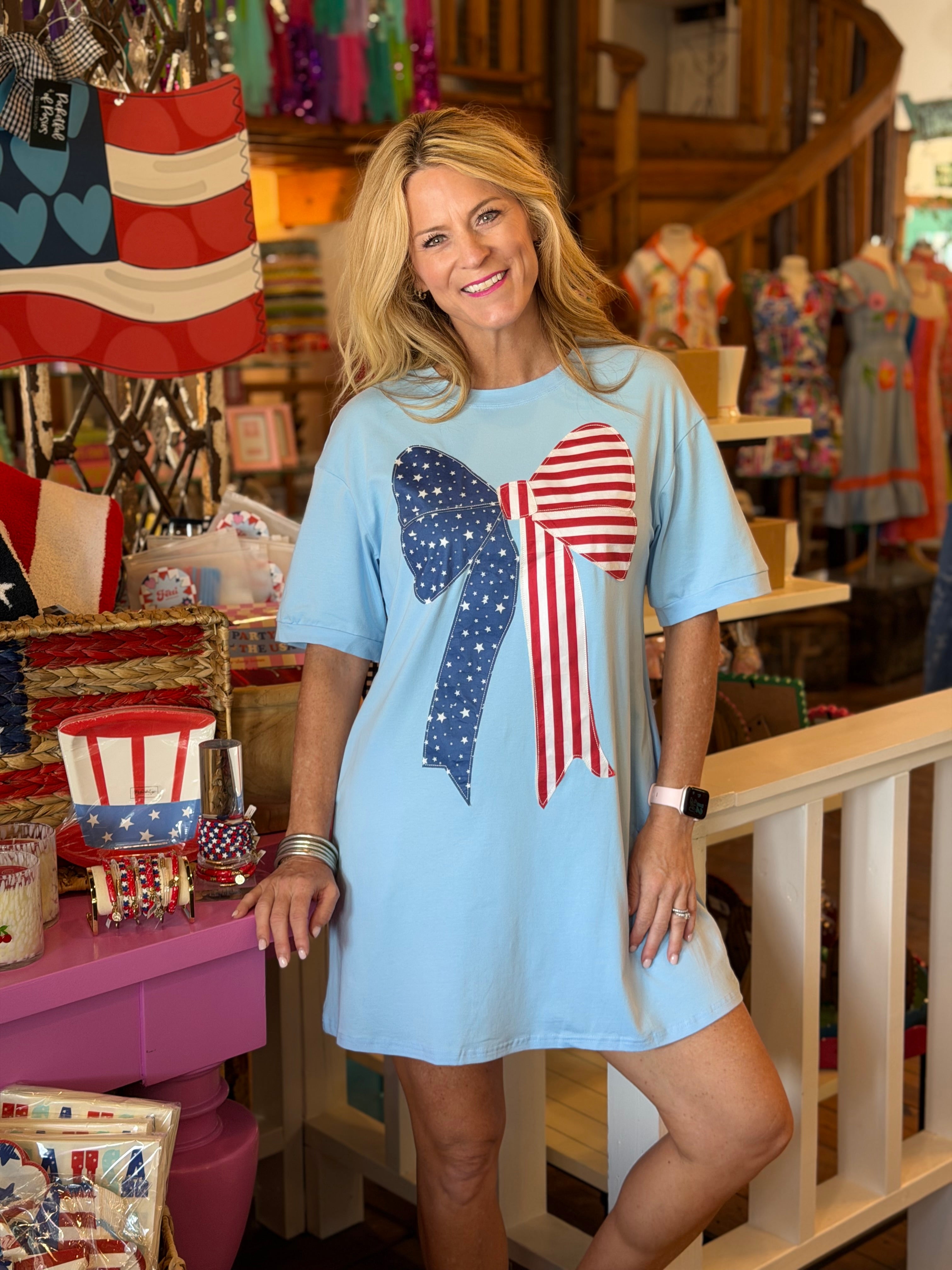 AMERICANA BOW TEE DRESS