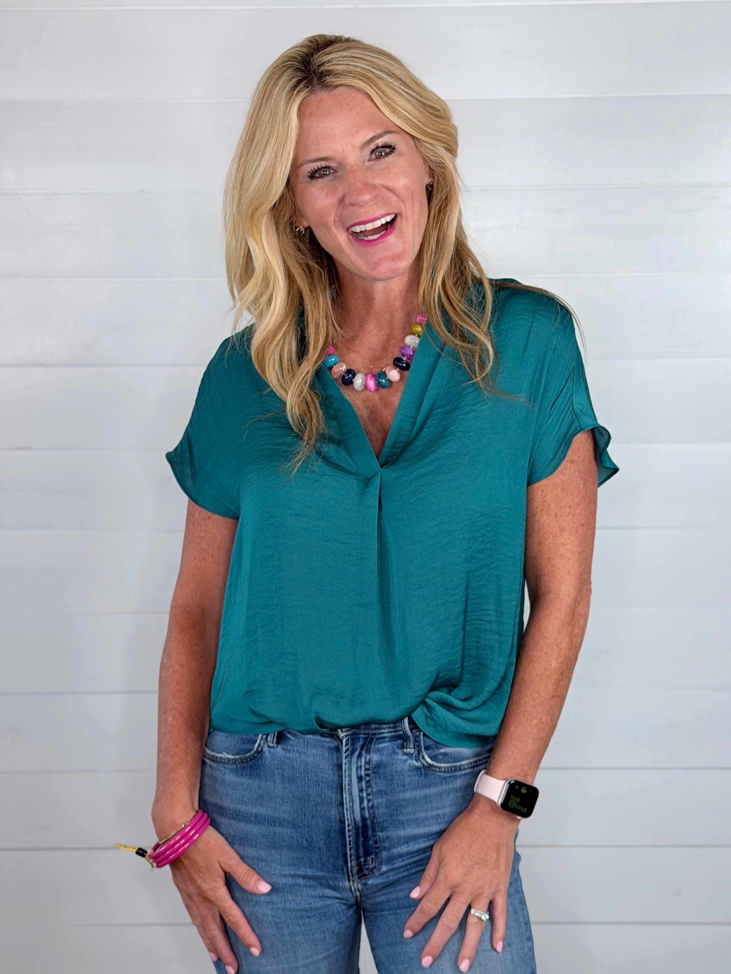TINSLEY BLOUSE-EMERALD