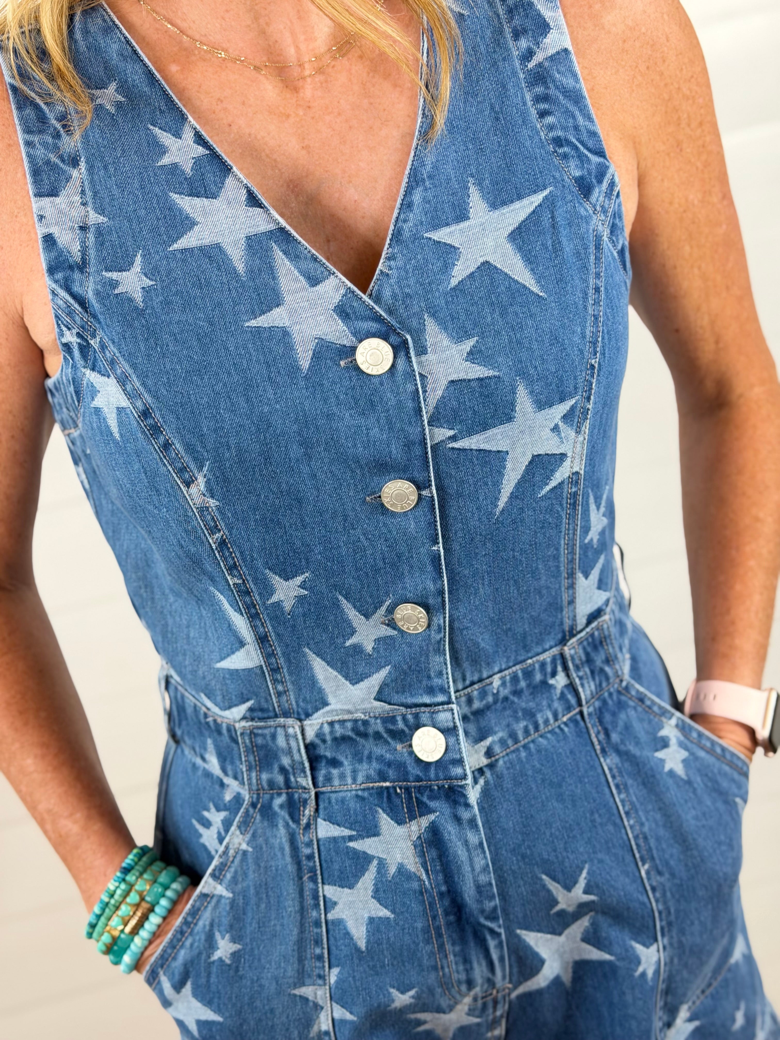 STARS AT NIGHT DENIM ROMPER