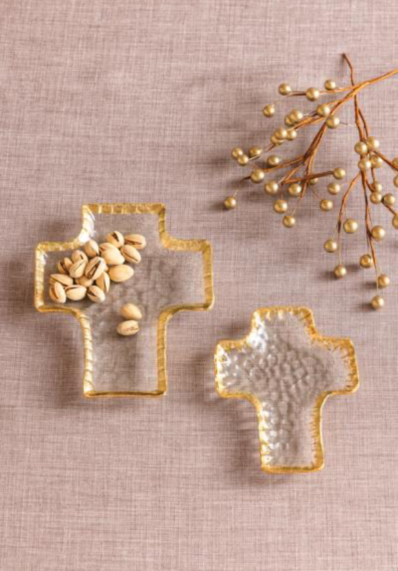 GLASS CROSS TIDBIT TRAYS