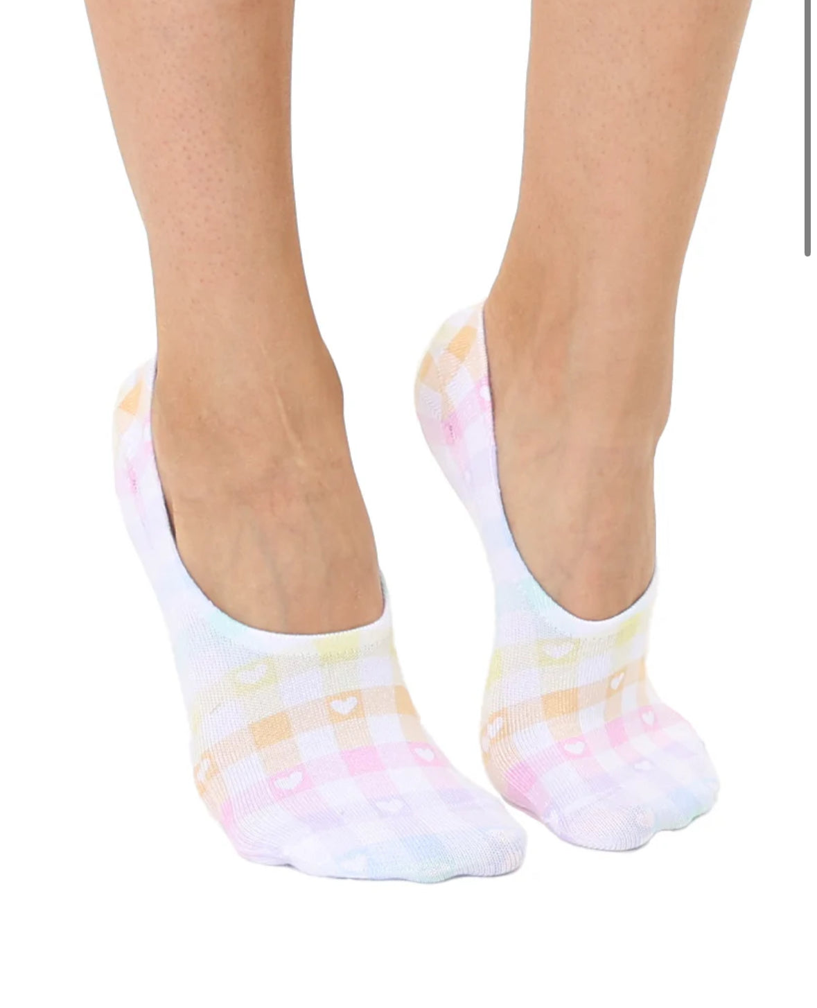 LINER SOCKS-HEART PLAID