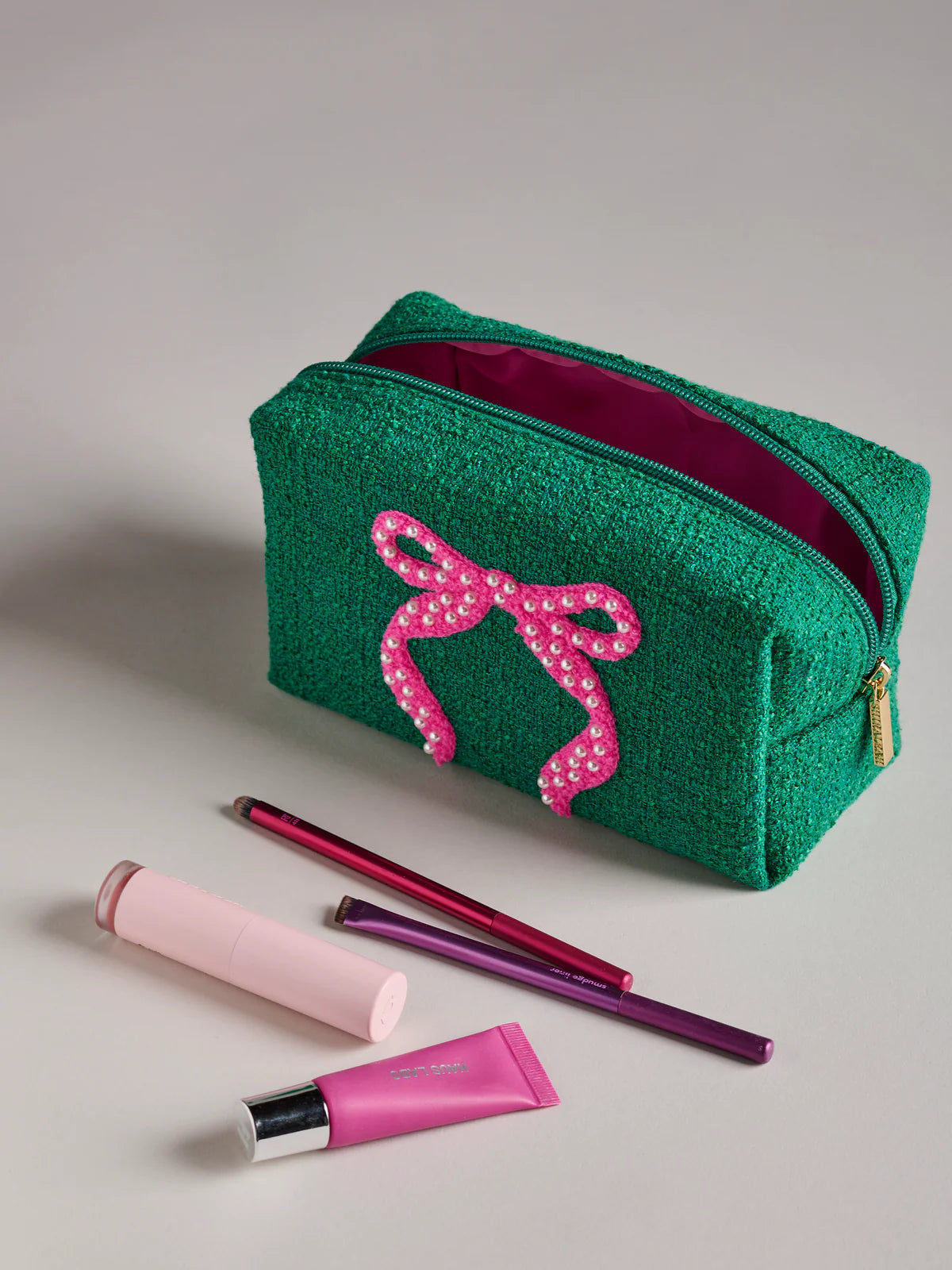 SM MARA BOW ZIP POUCH-GREEN