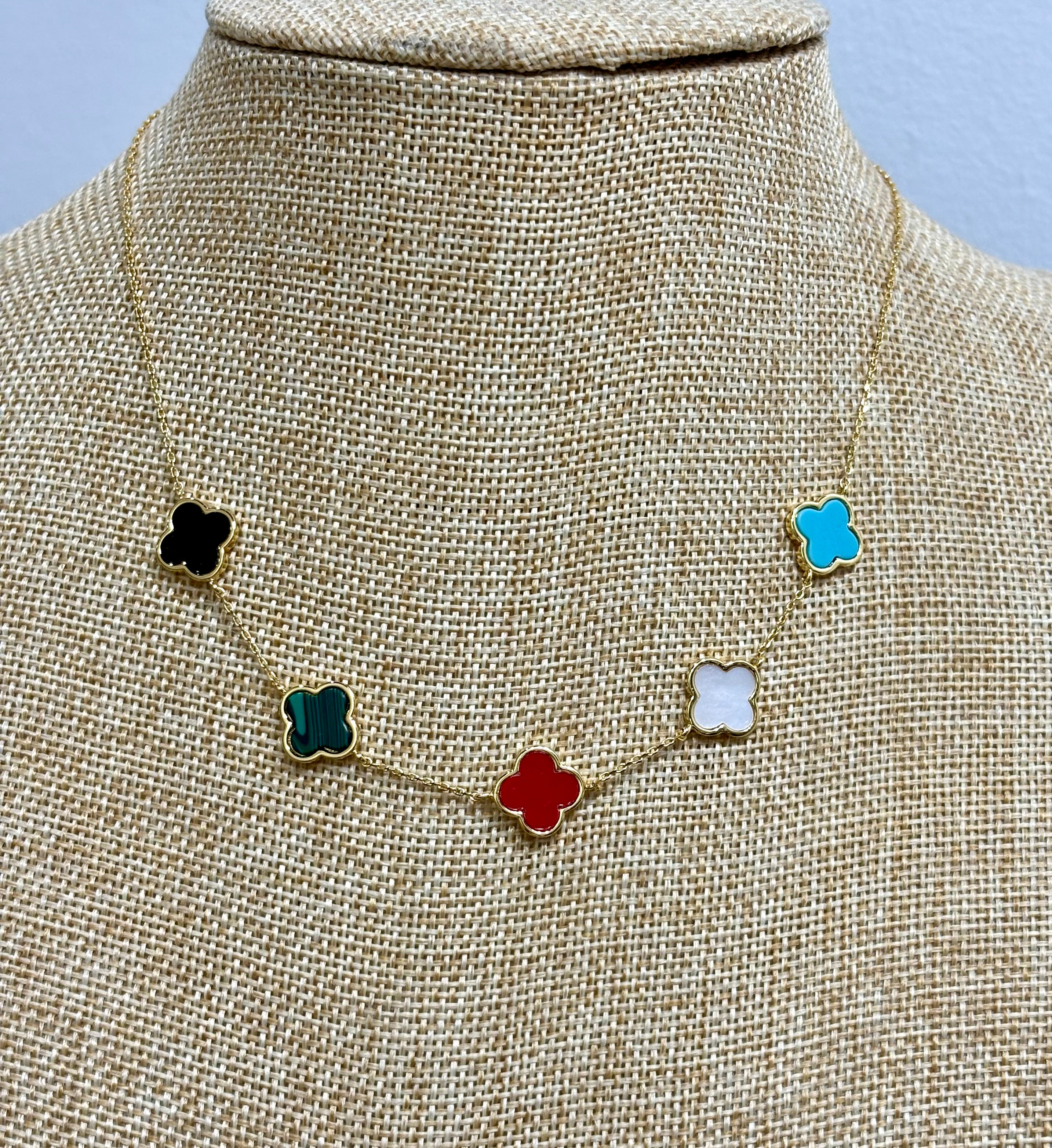 RAINBOW CLOVER NECKLACE-GOLD