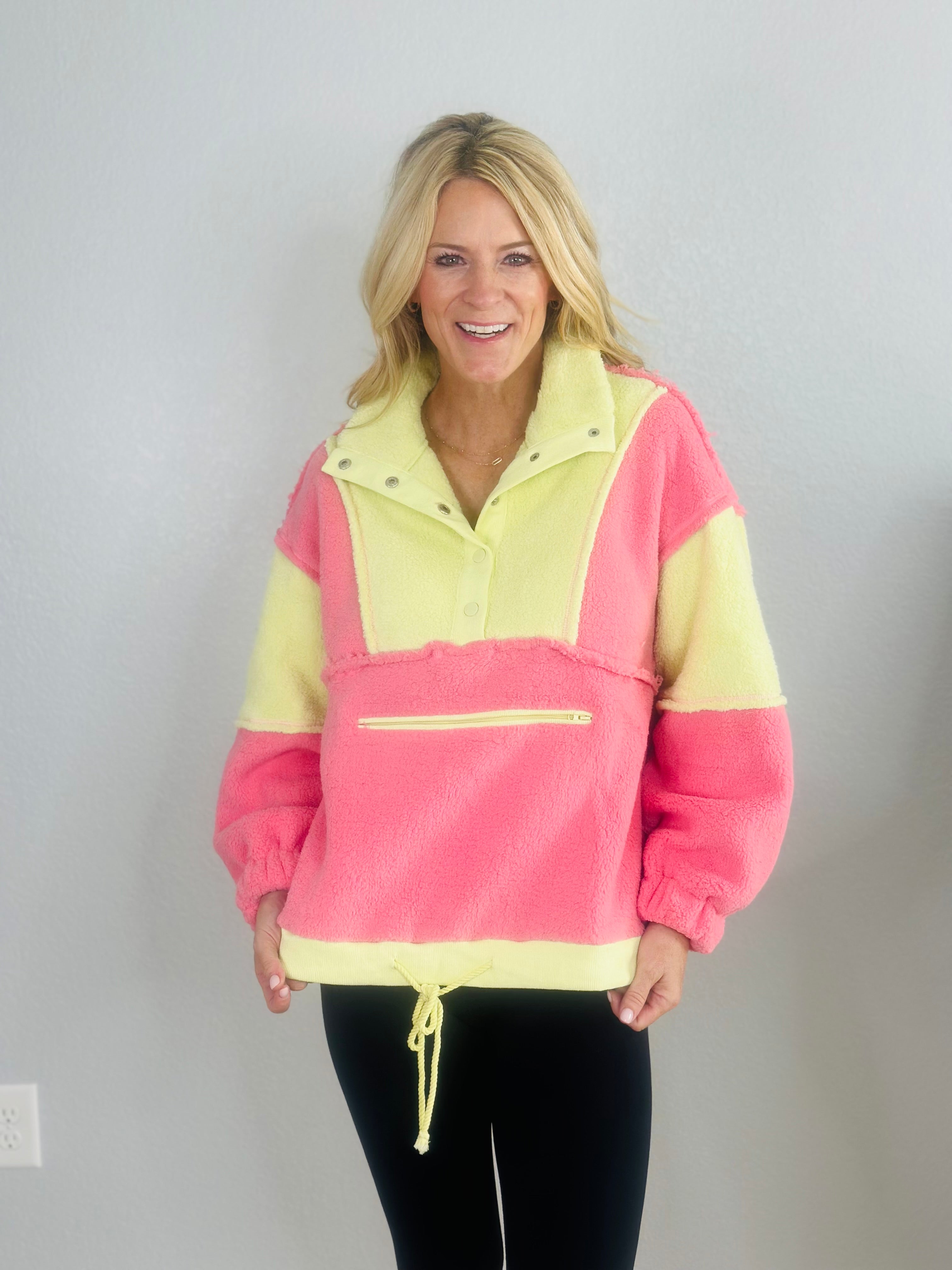 BRONWYN FLEECE PULLOVER-PINK