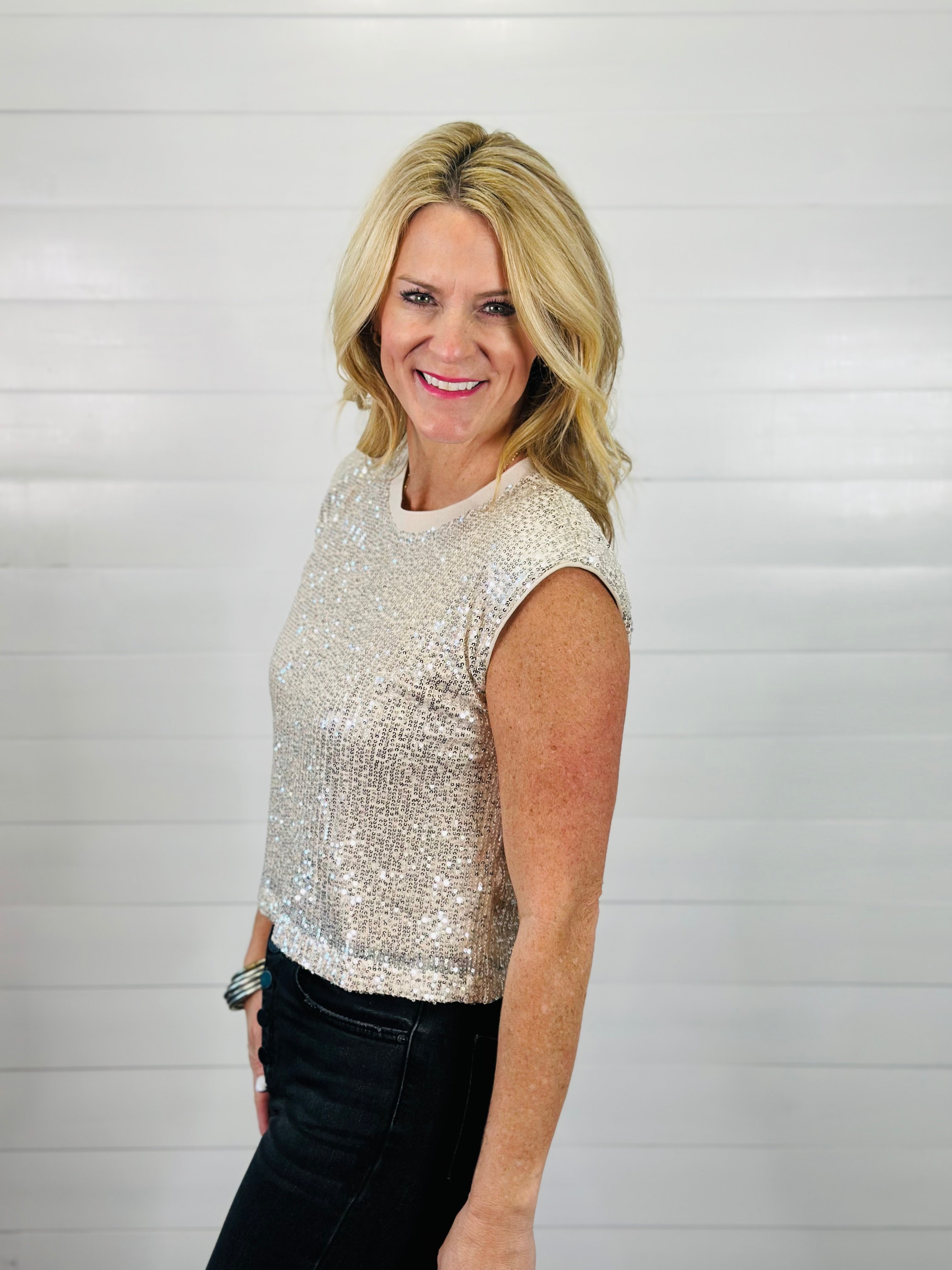 CHAMPAGNE SHIMMER TOP