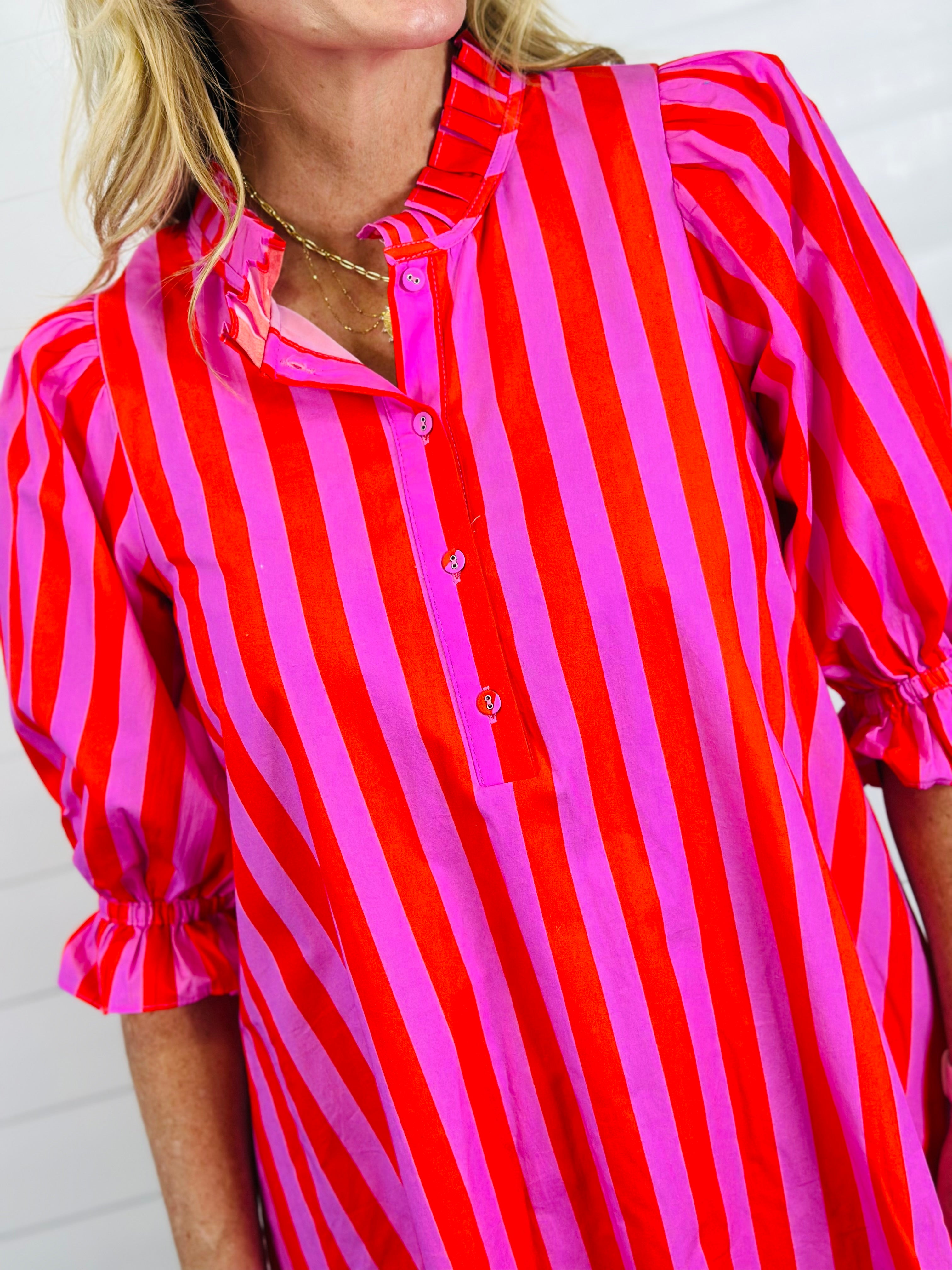 SPRINGTIME STRIPES DRESS