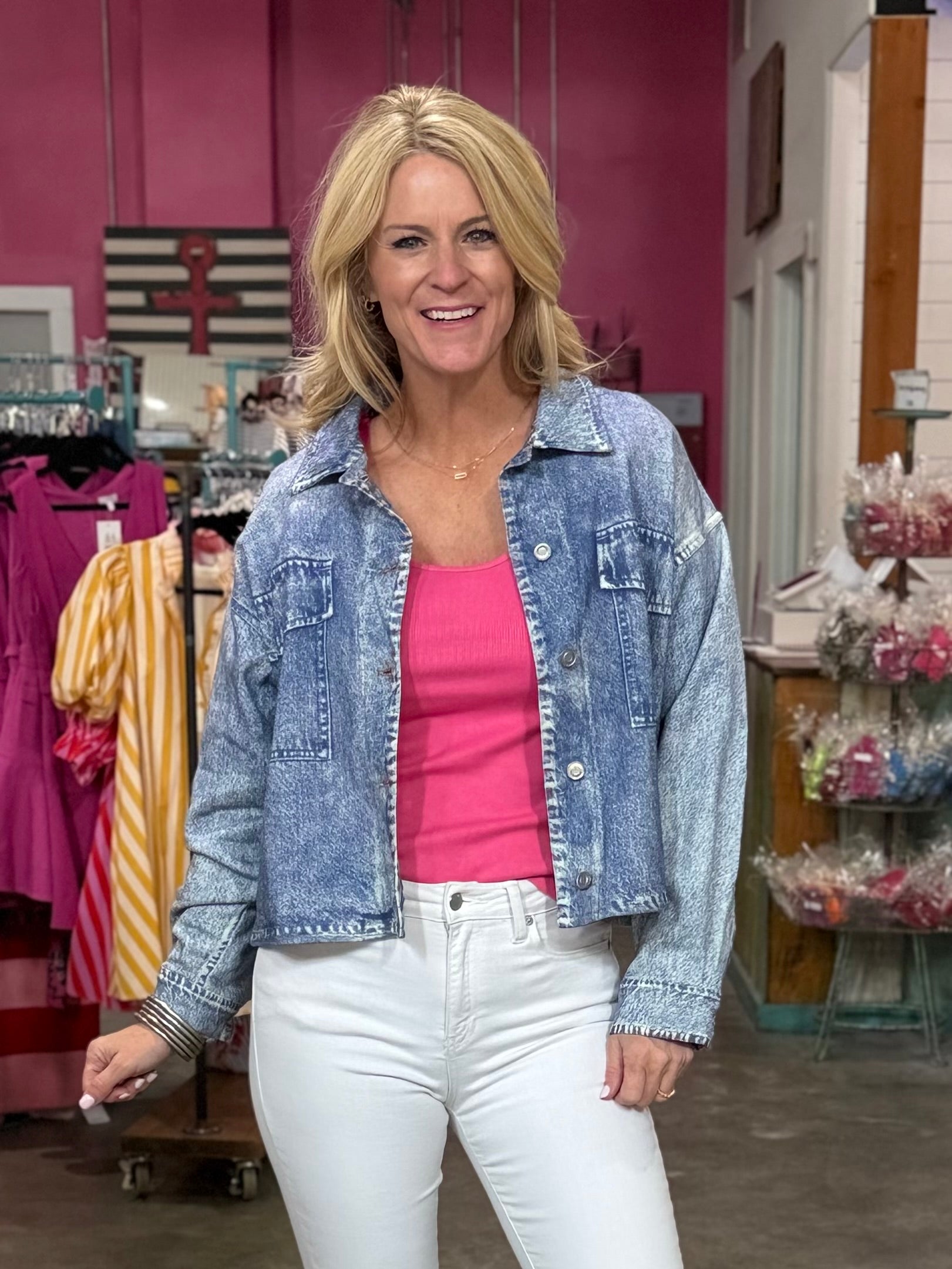 FANCY FAUX DENIM JACKET