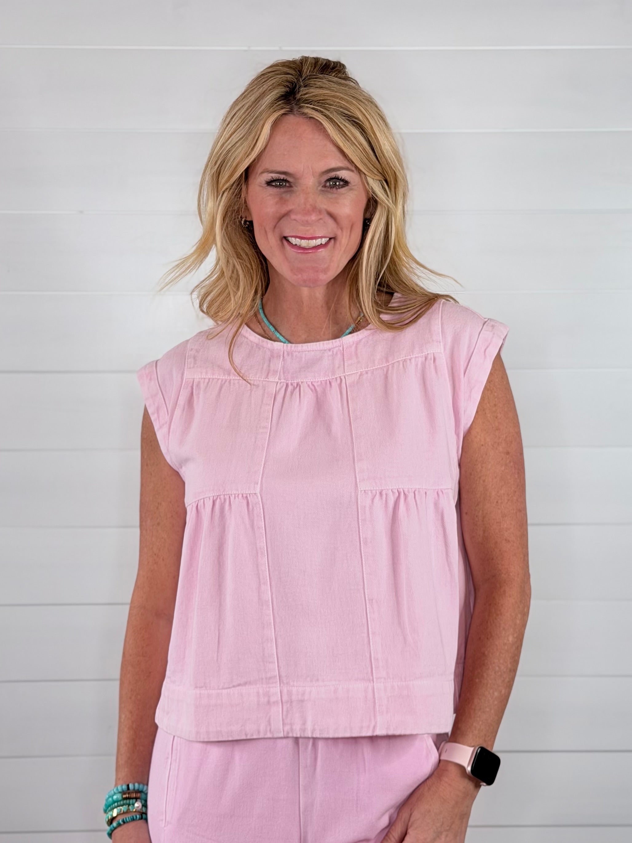 PATCHED SWING TOP-PINK