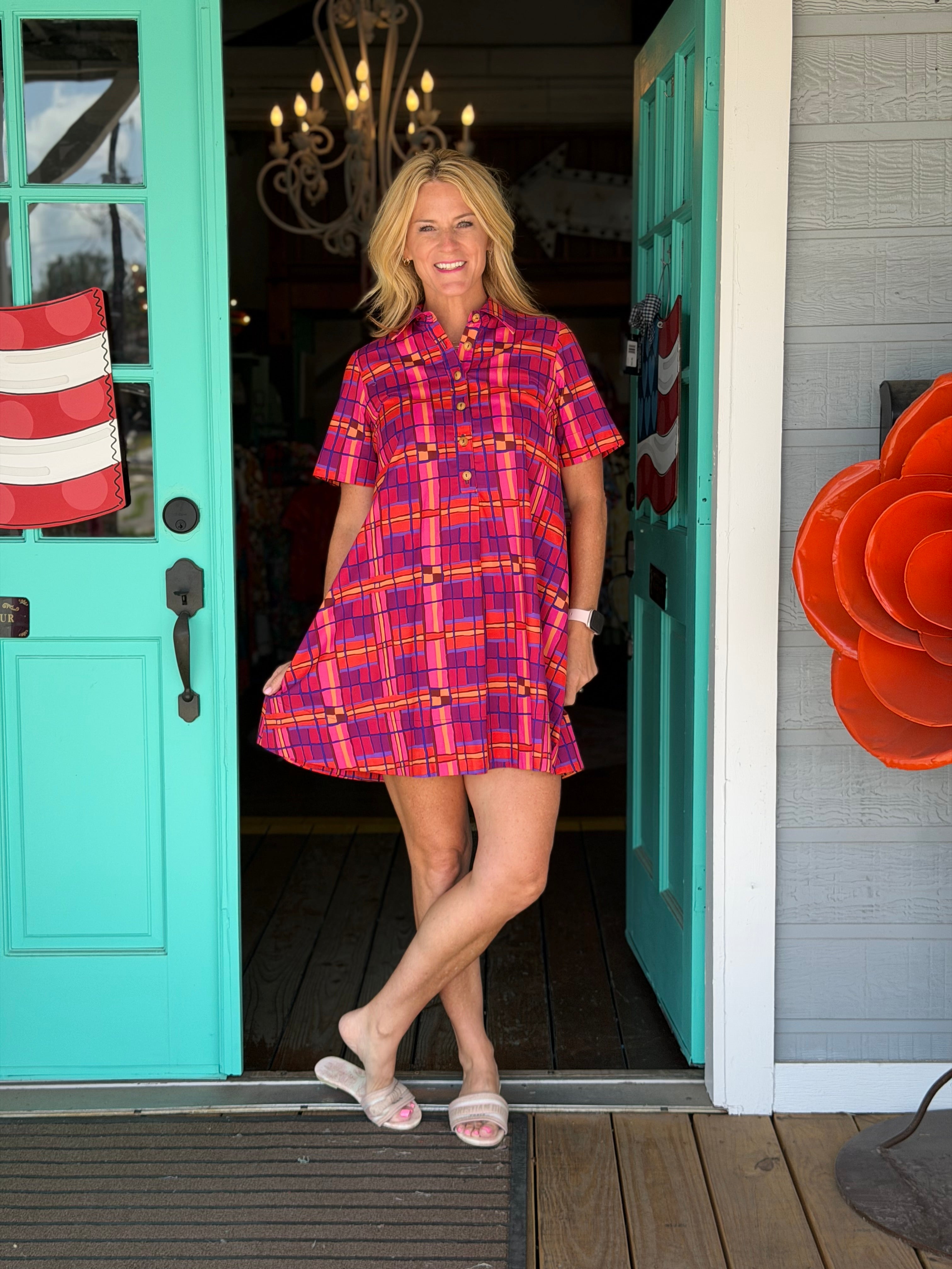 PLAID SHIFT DRESS