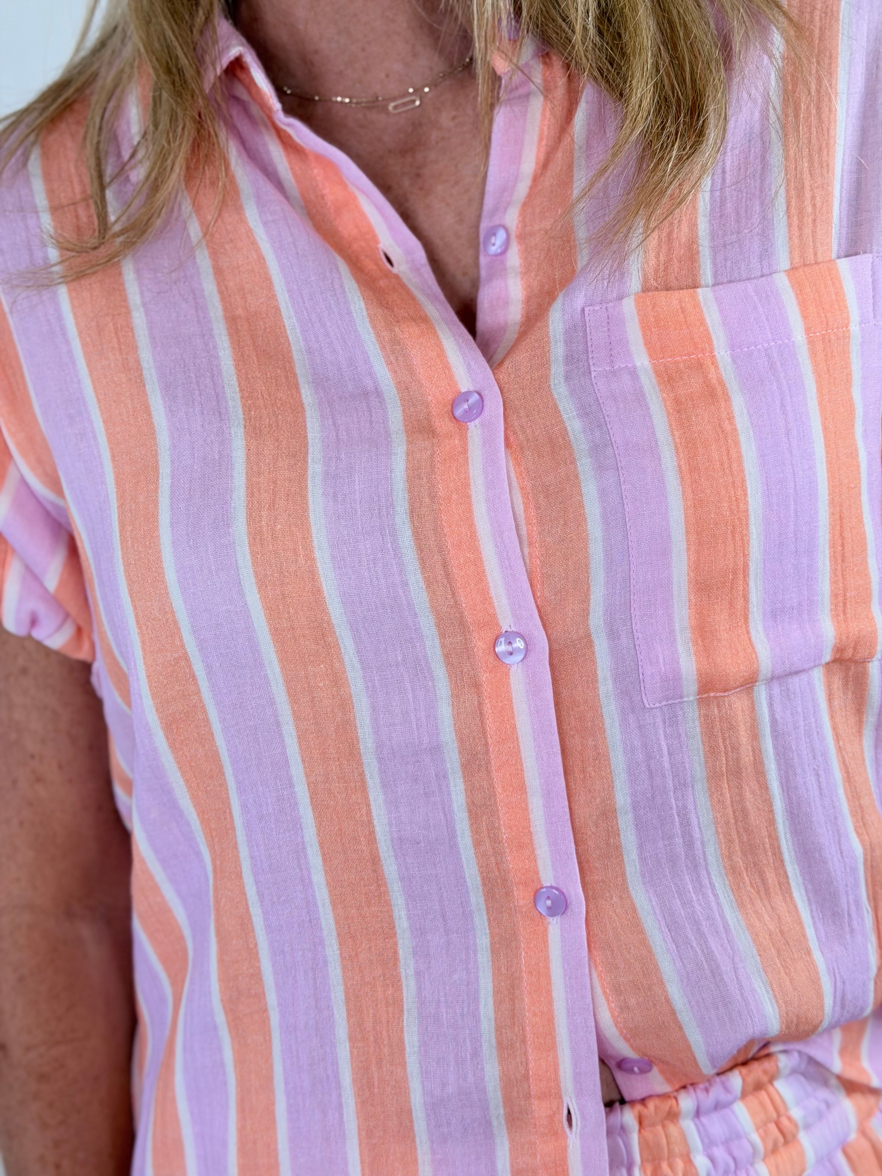 STRIPED GAUZE CAMP SHIRT