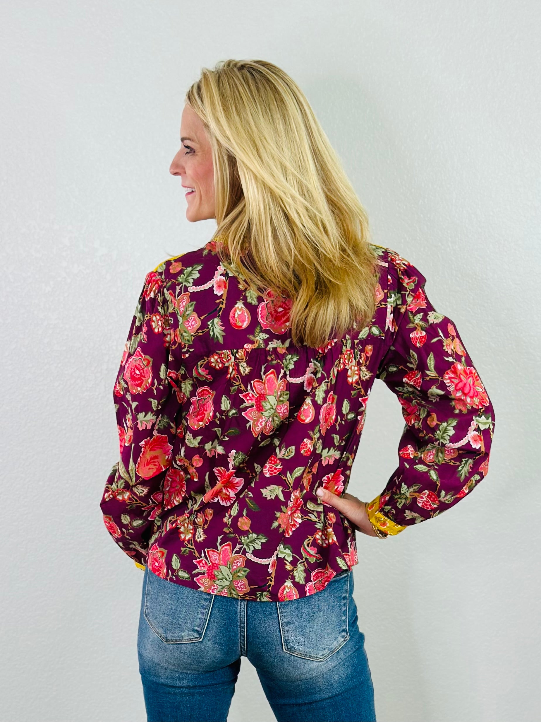FLORAL WONDER TOP-PLUM