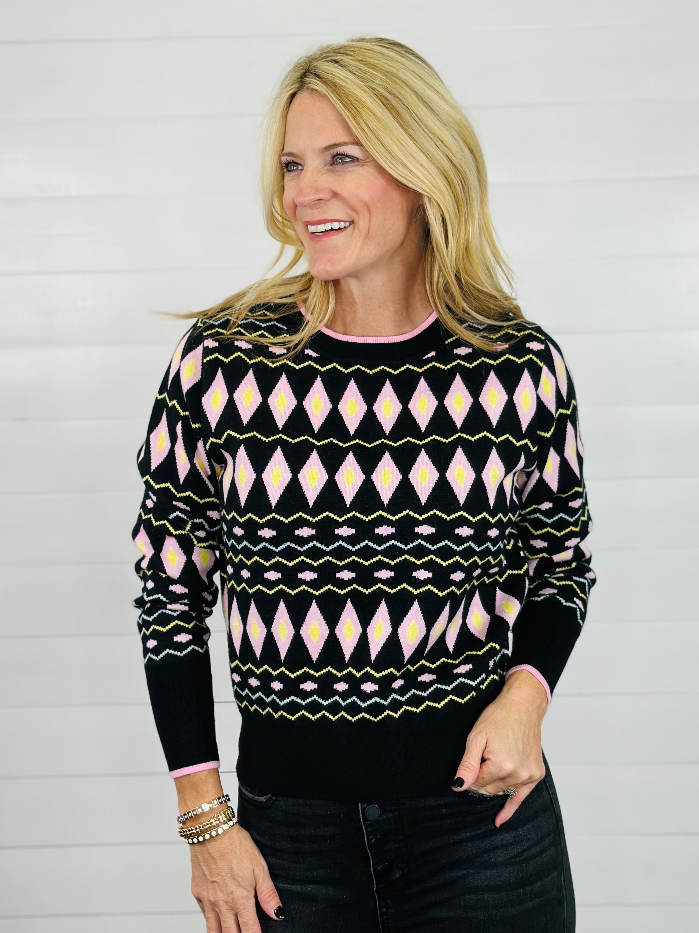 PINK GEO MIX SWEATER