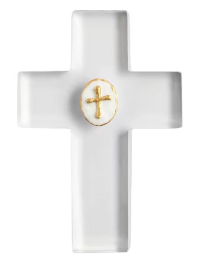 CLEAR RESIN INTAGLIO CROSS-CROSS