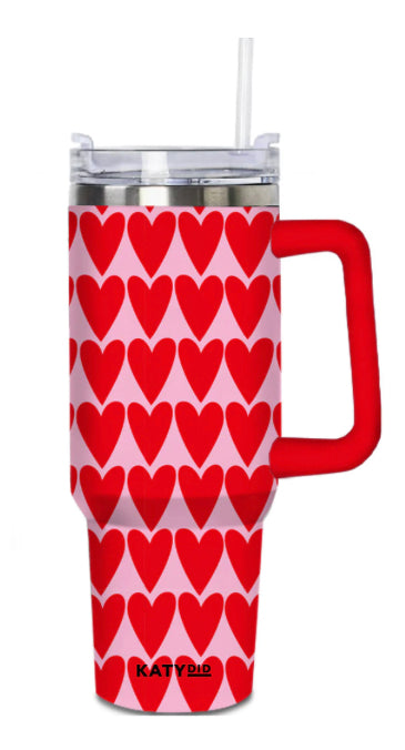 RED HEARTS TUMBLER W/HANDLE 40oz