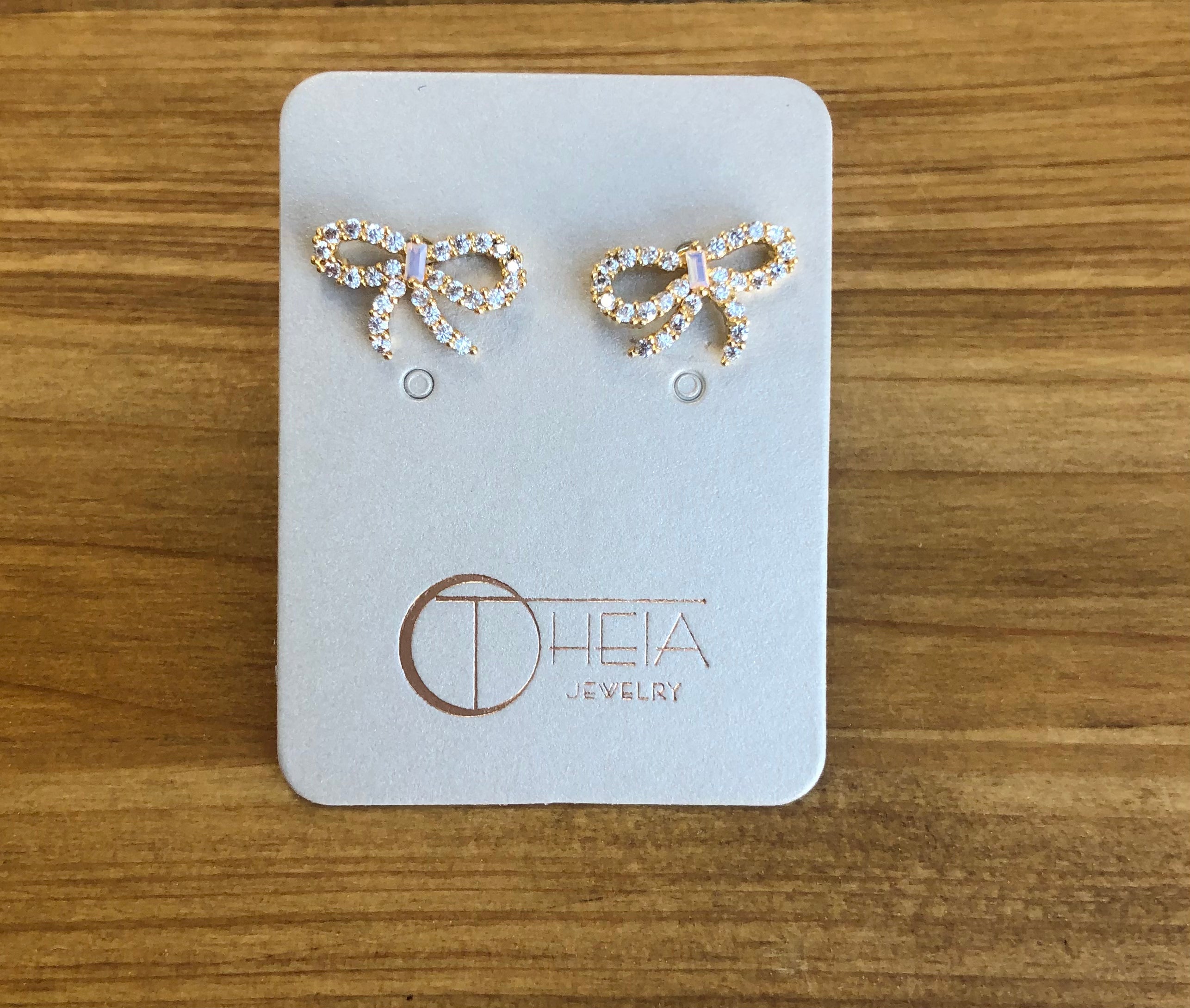 BELLA PETITE BOW STUD-GOLD/CLEAR