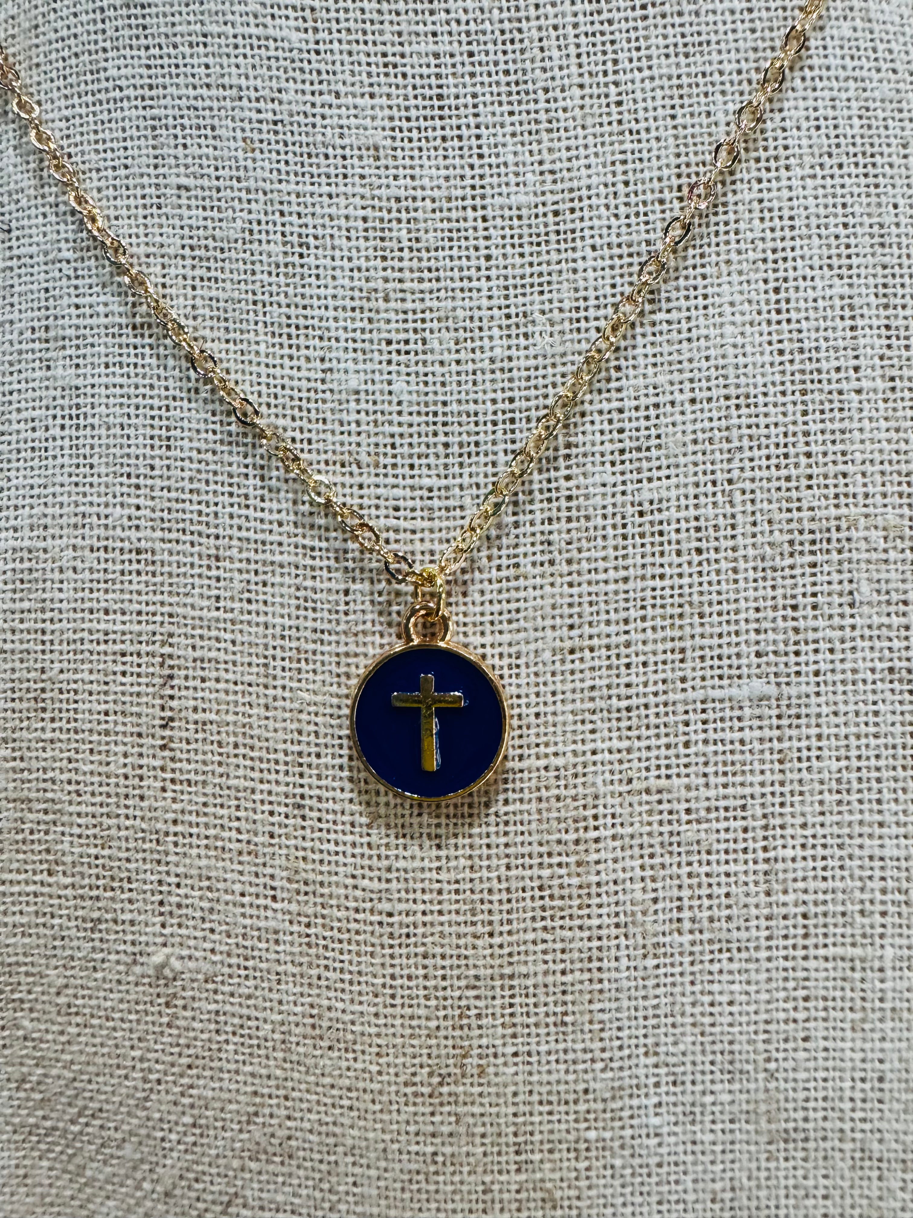 COLORFUL CROSS NECKLACE-BLUE