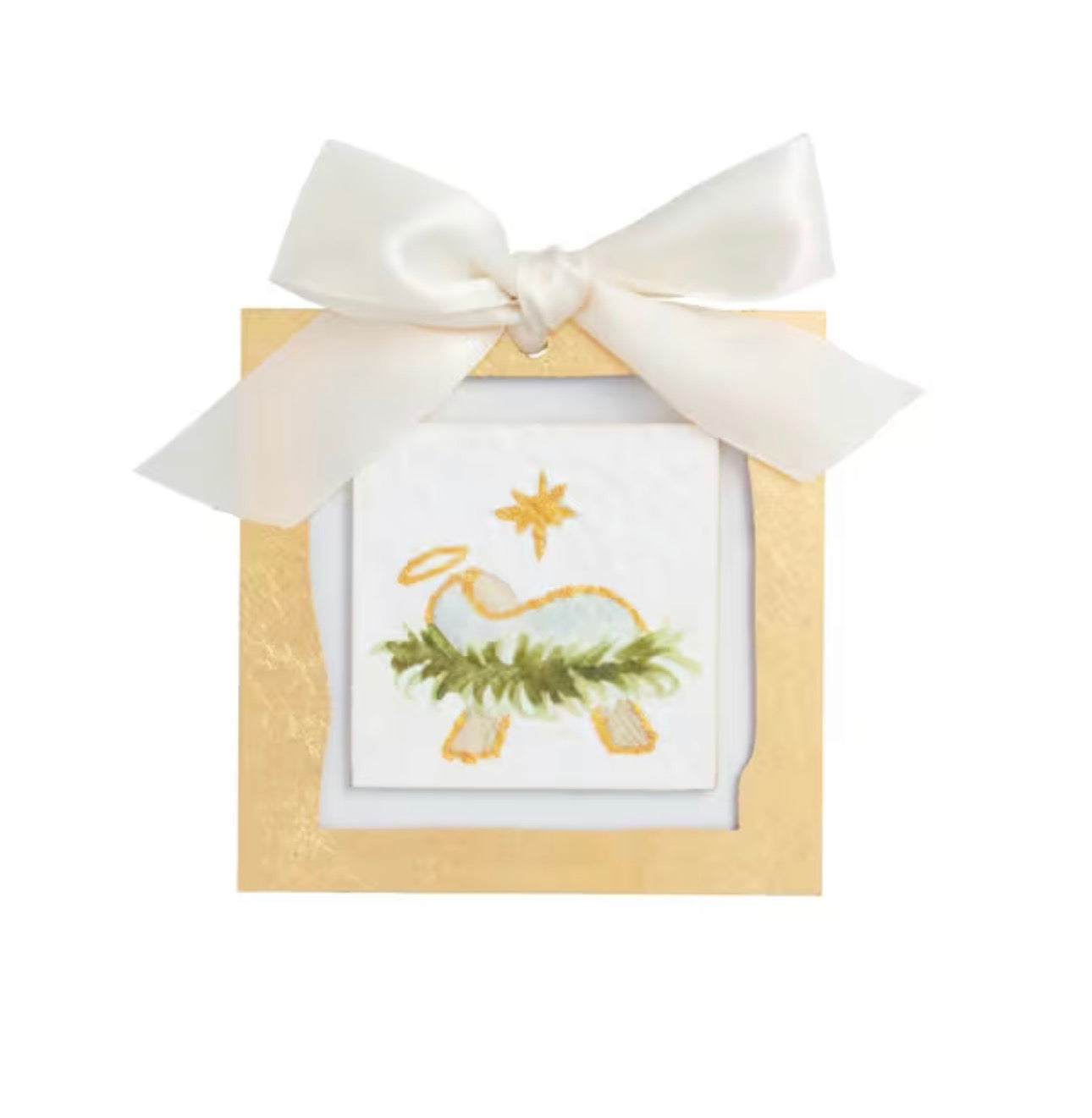 BABY JESUS GOLD ACRYLIC ORNAMENT