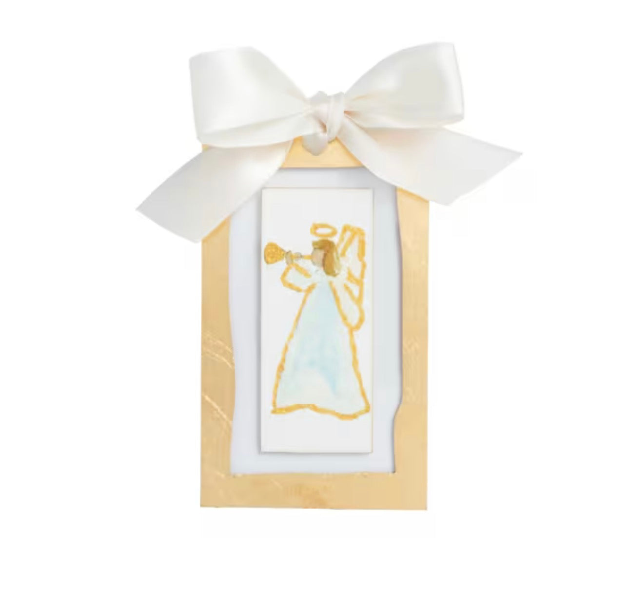 MUSIC ANGEL GOLD PAINTED ACRYLIC ORNAMENT