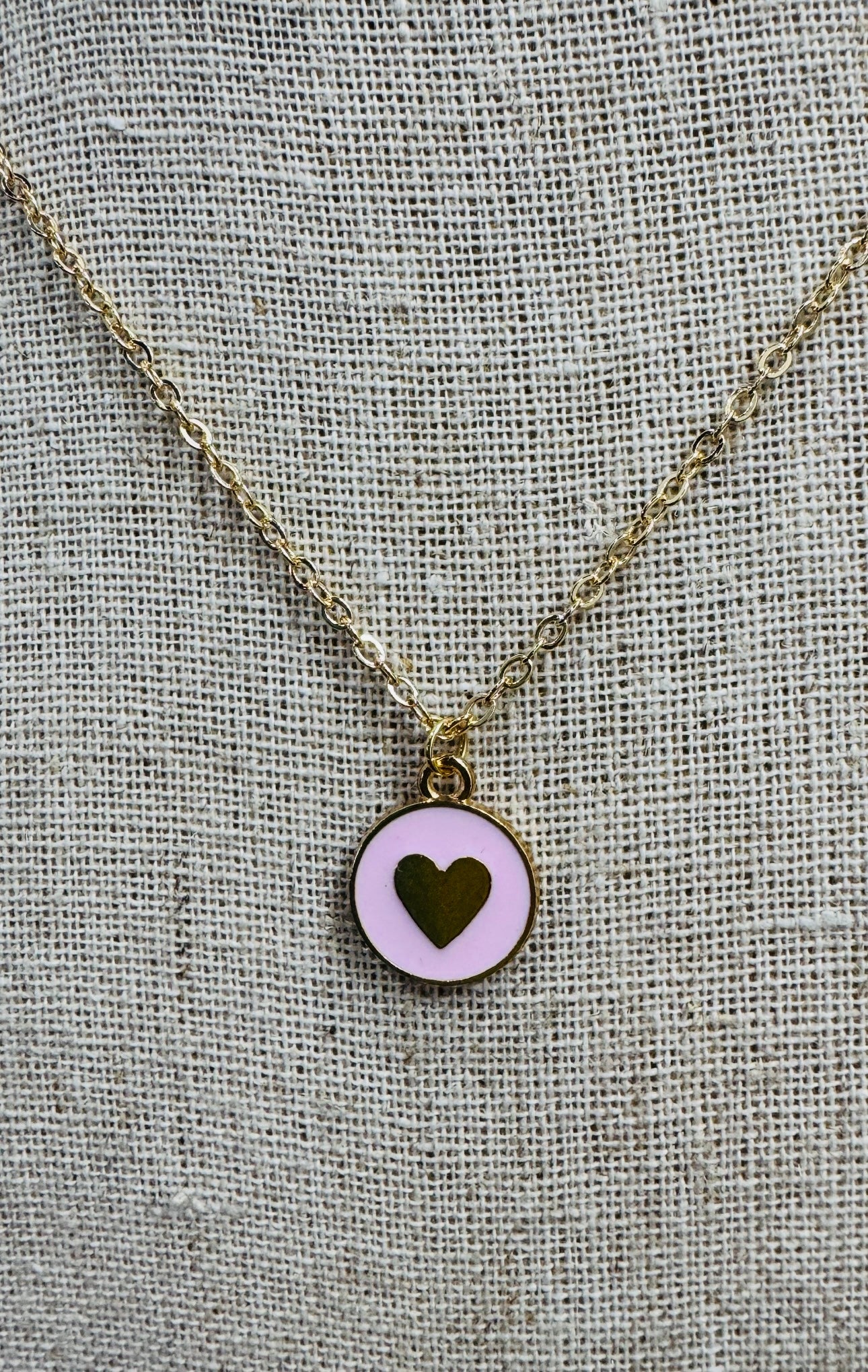COLORFUL HEART NECKLACE-LIGHT PINK