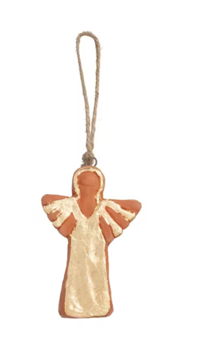 TERRACOTTA PAINTED ANGEL ORNAMENT